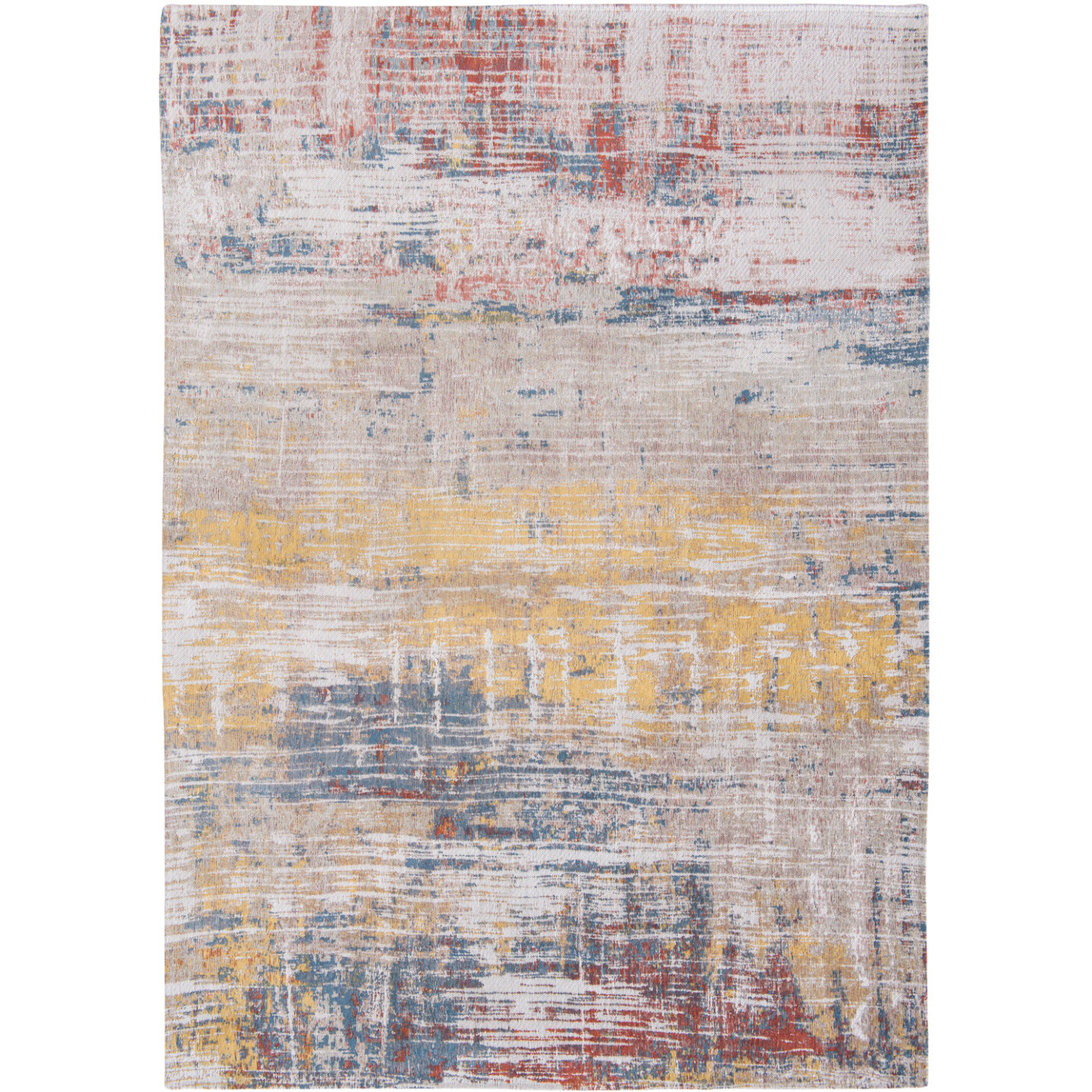 7' X 9' White Abstract Non Skid Area Rug