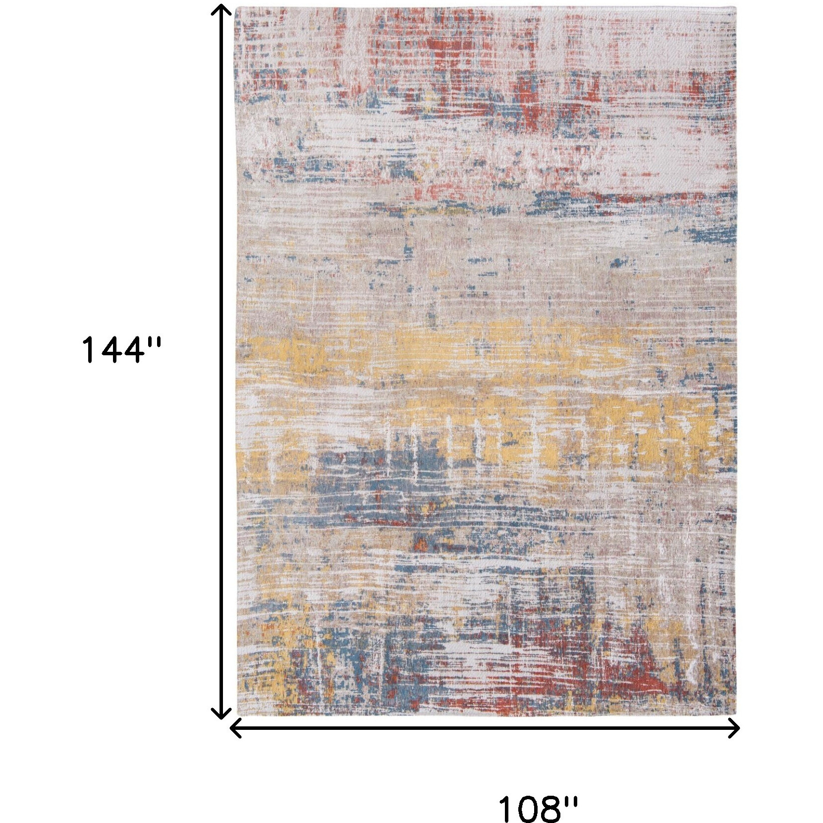 9' X 13' White Abstract Non Skid Area Rug