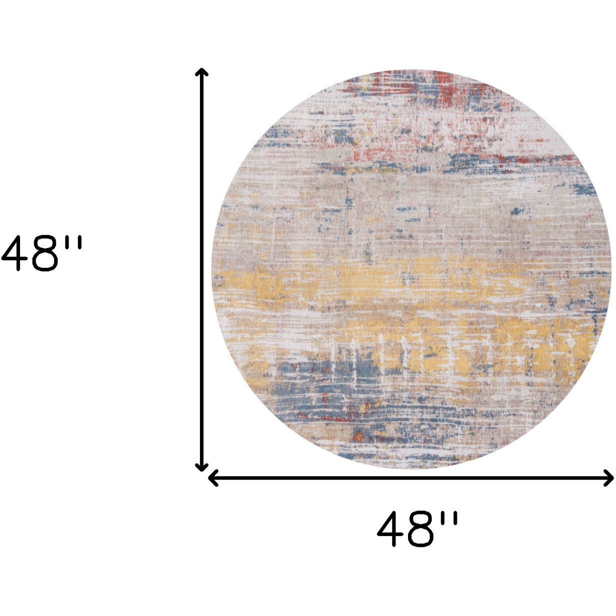 5' White Round Abstract Non Skid Area Rug