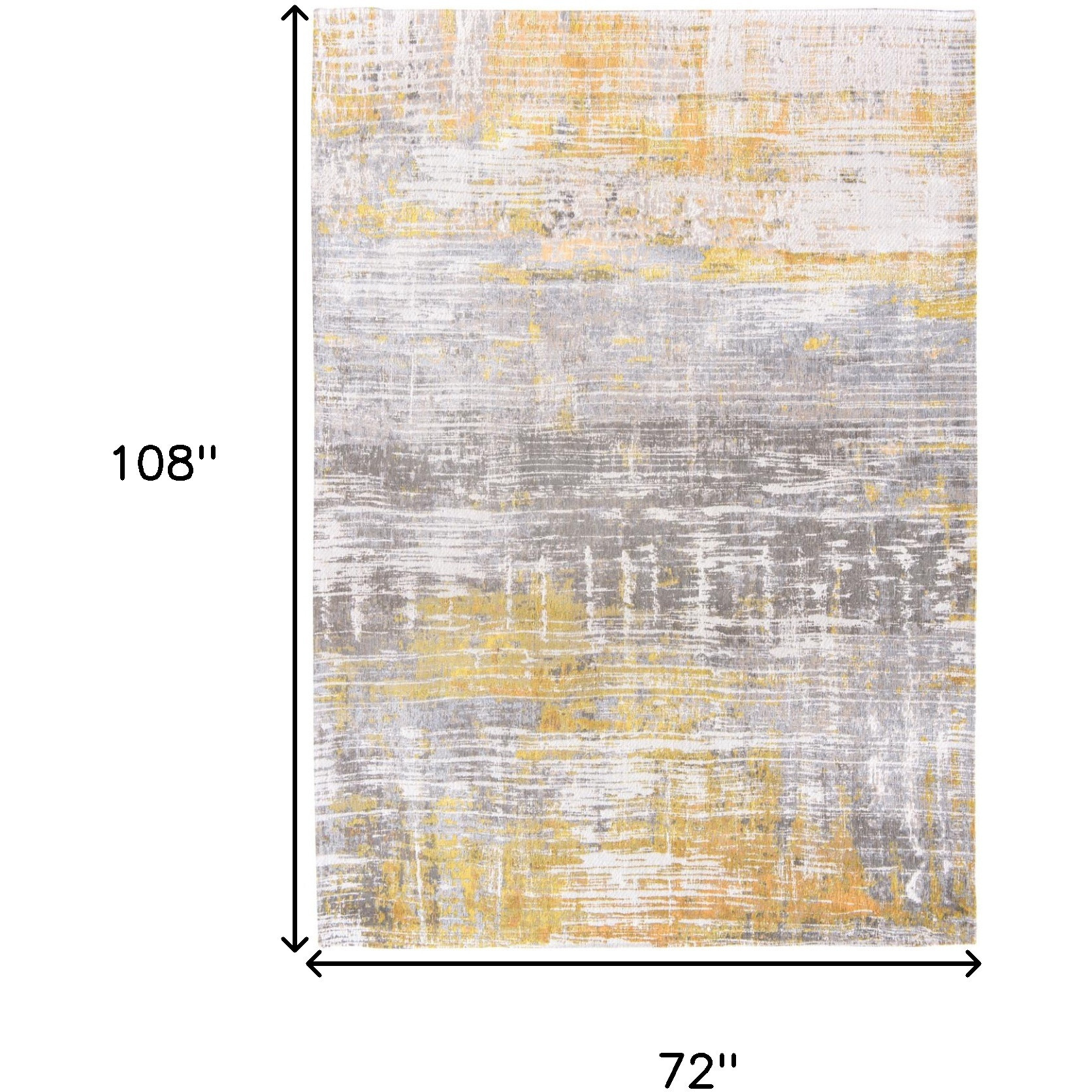7' X 9' Gray and Yellow Abstract Non Skid Area Rug