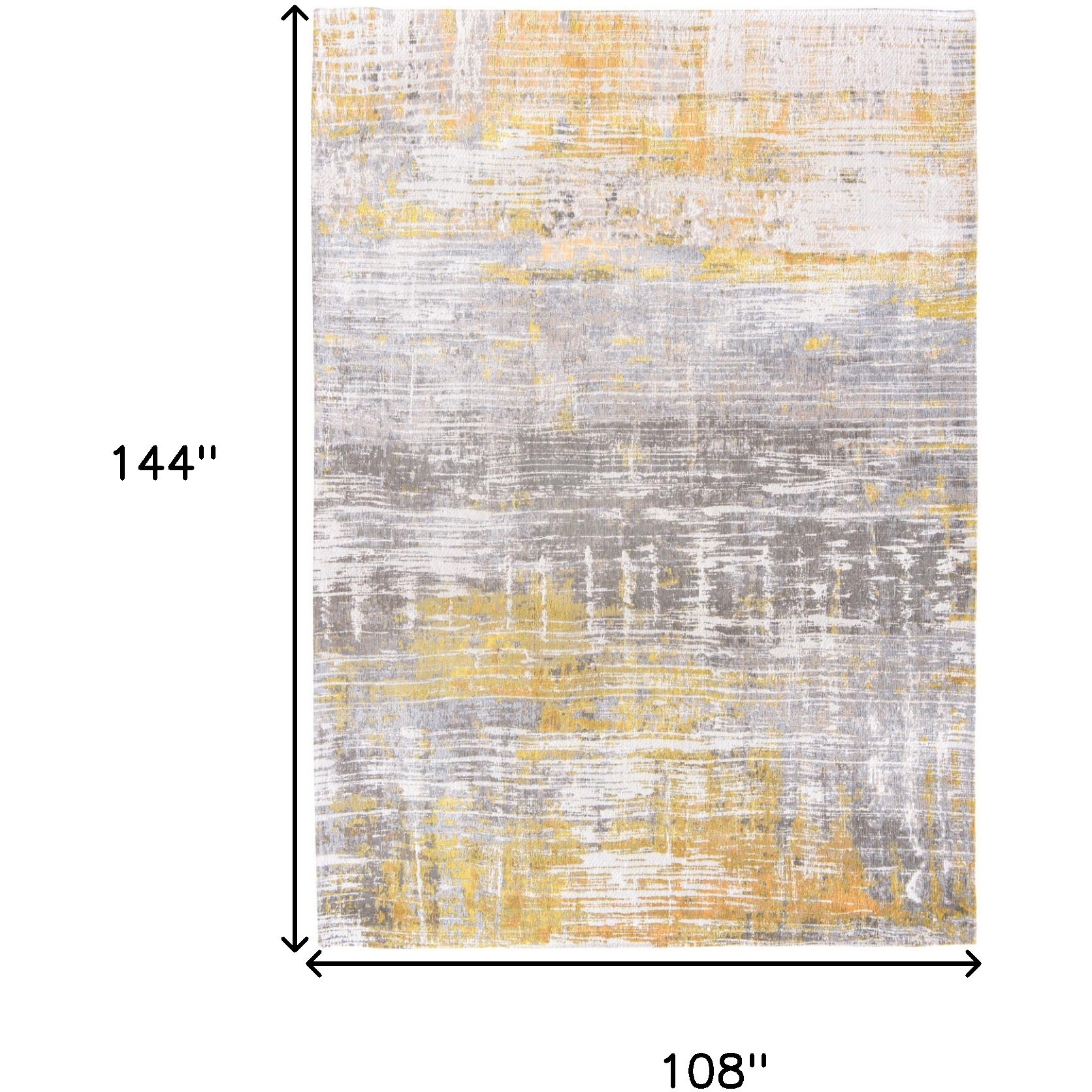 9' X 13' Gray and Yellow Abstract Non Skid Area Rug