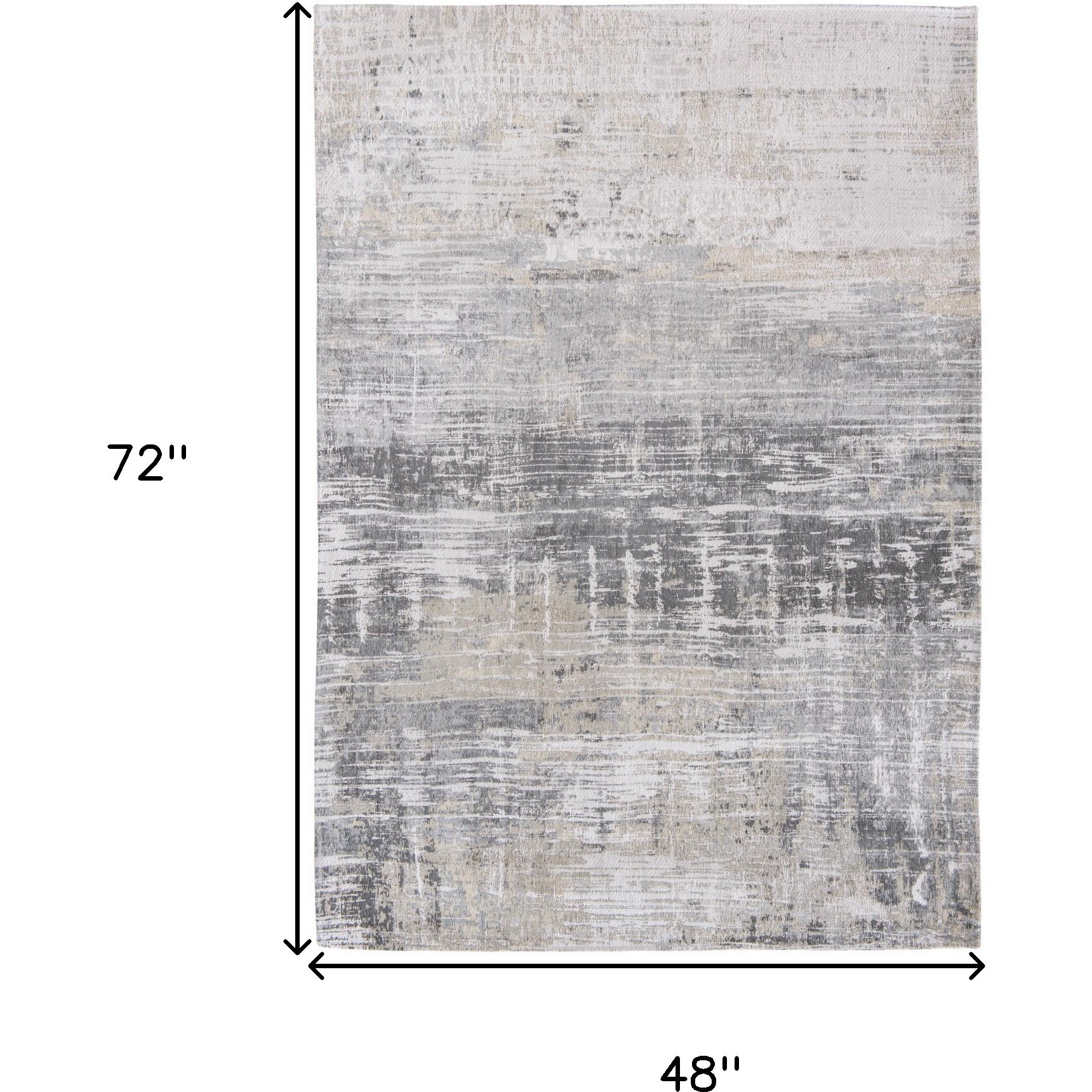 5' X 7' Gray and White Abstract Non Skid Area Rug