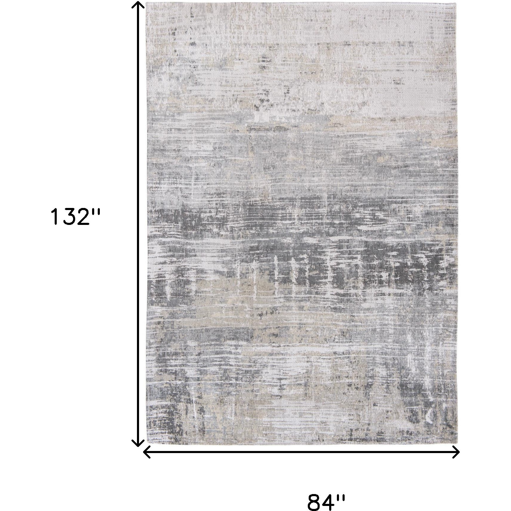 8' X 11' Gray and White Abstract Non Skid Area Rug