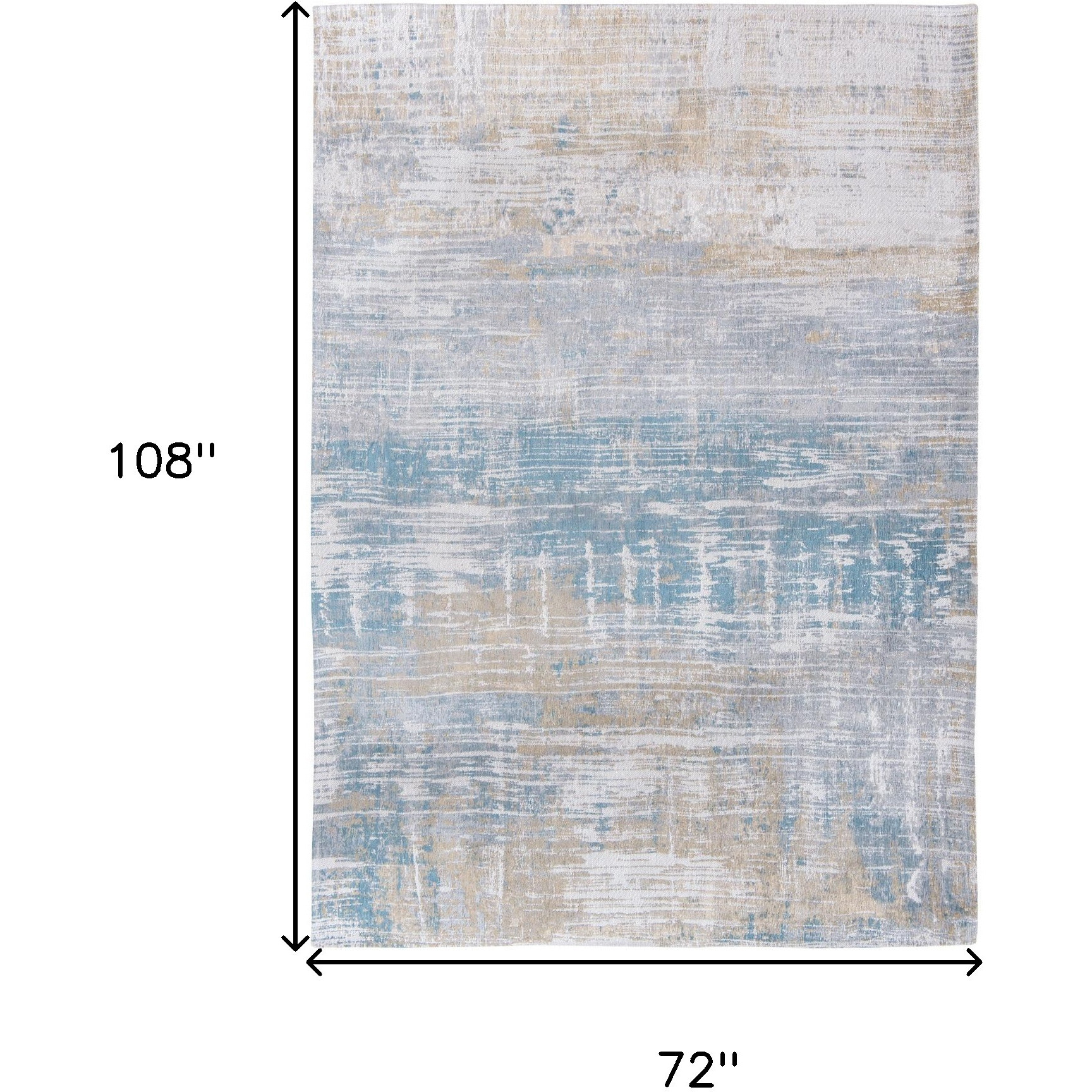 7' X 9' Blue and Yellow Abstract Non Skid Area Rug