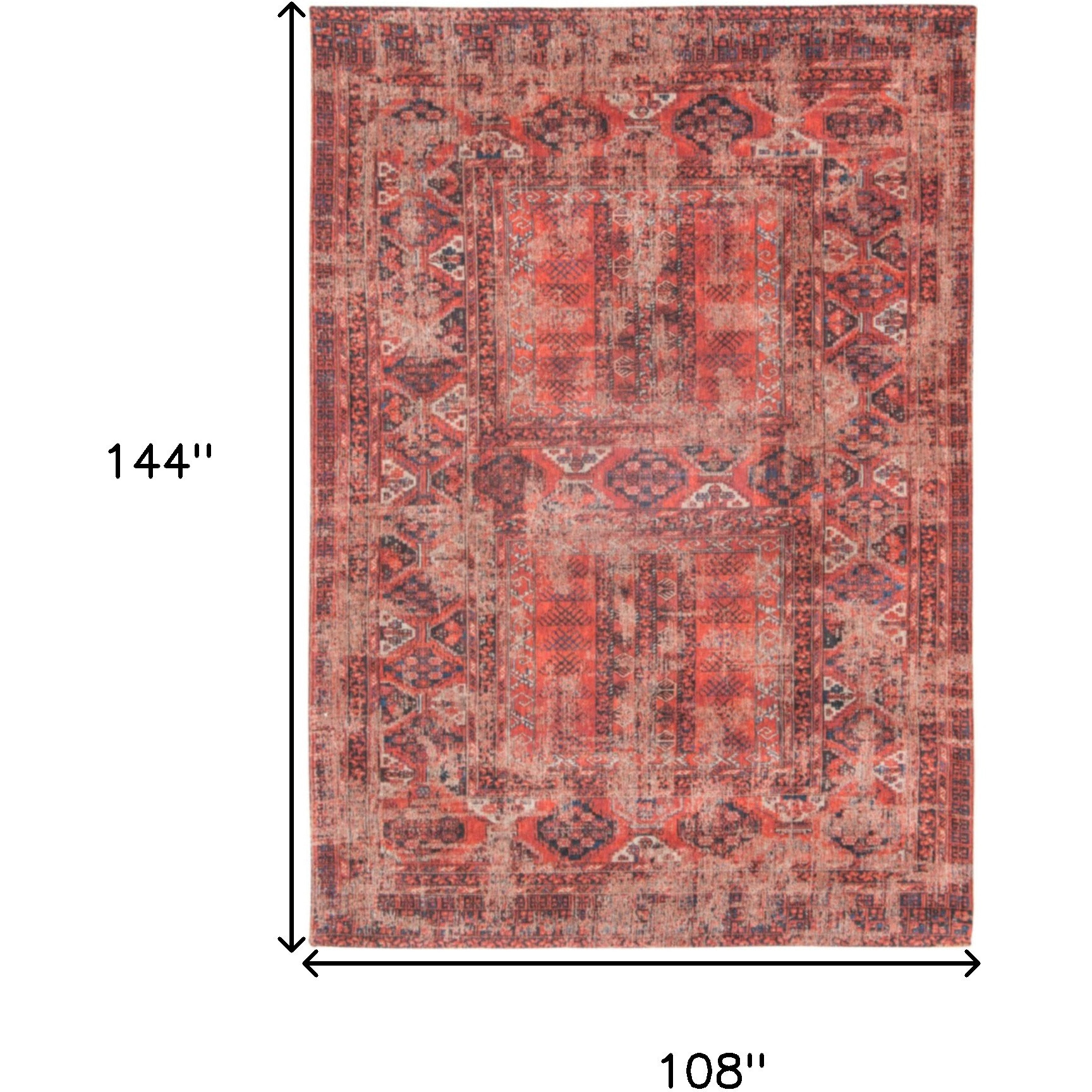 9' X 13' Red Oriental Non Skid Area Rug