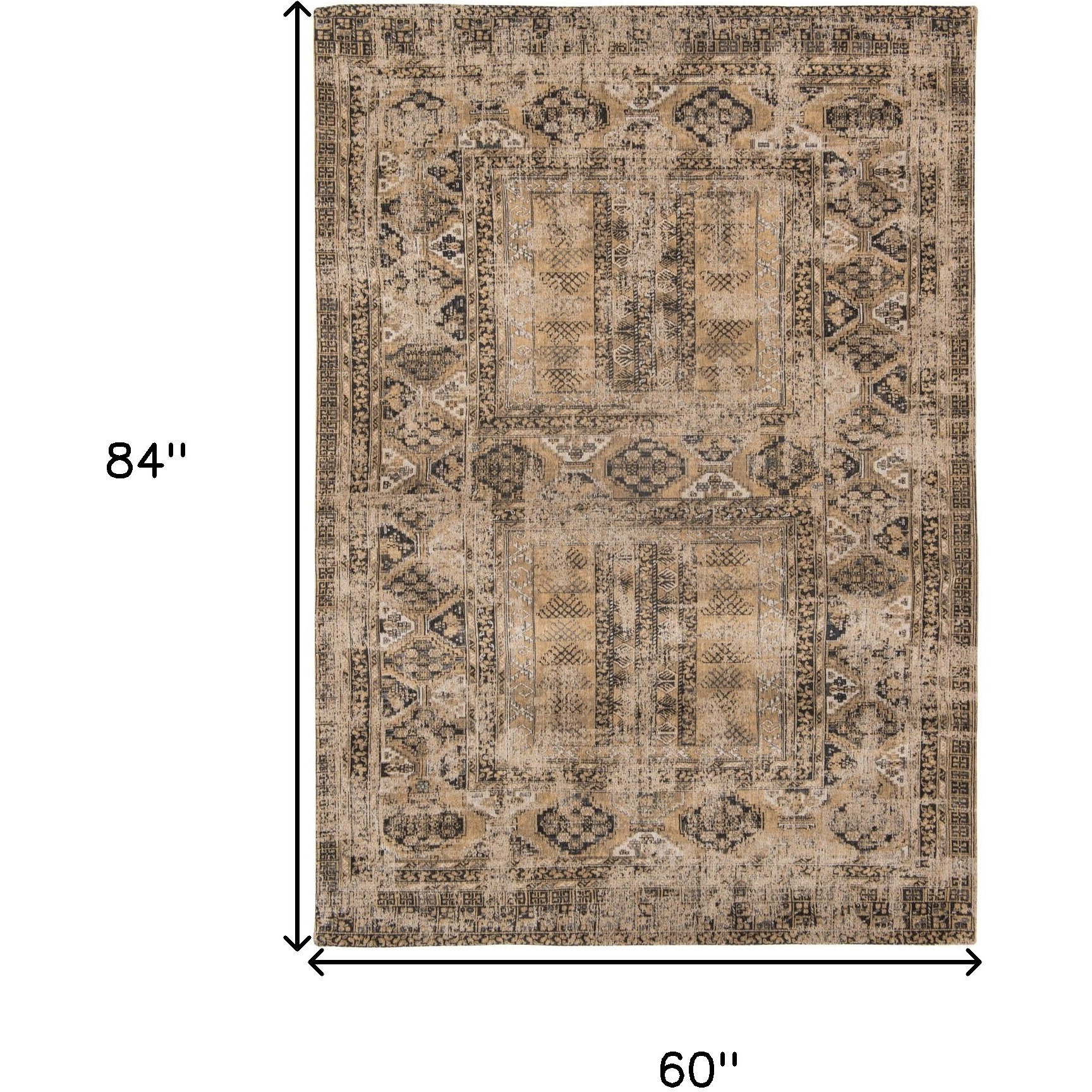 6' X 8' Brown Oriental Non Skid Area Rug
