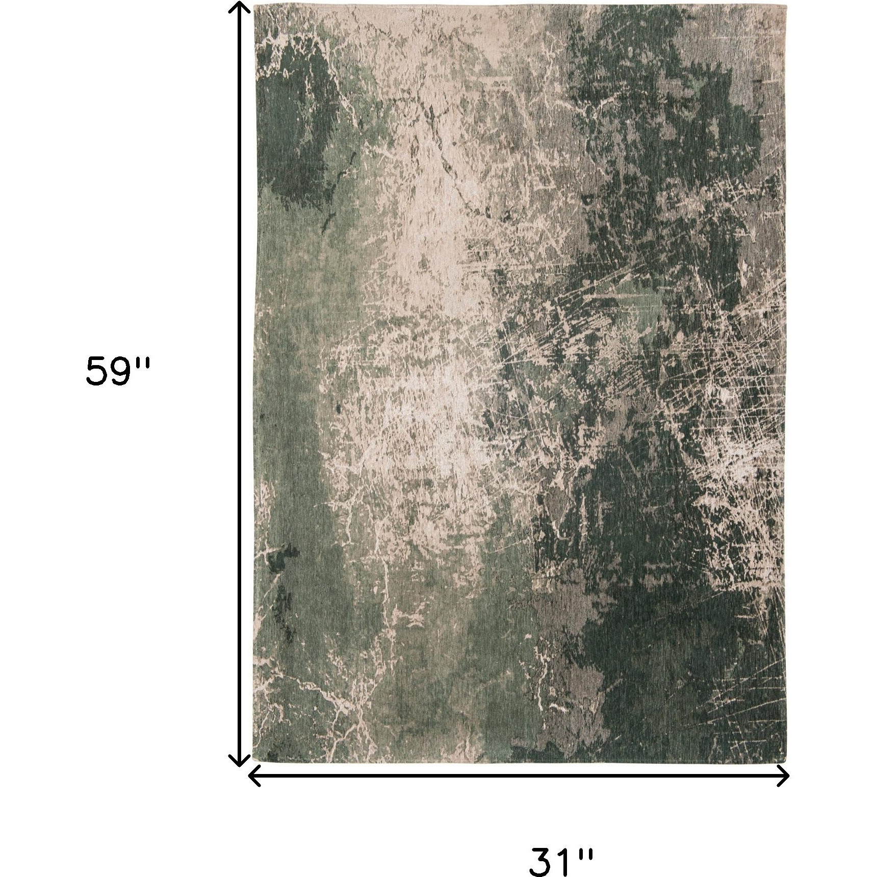 3' X 5' Beige and Green Abstract Non Skid Area Rug