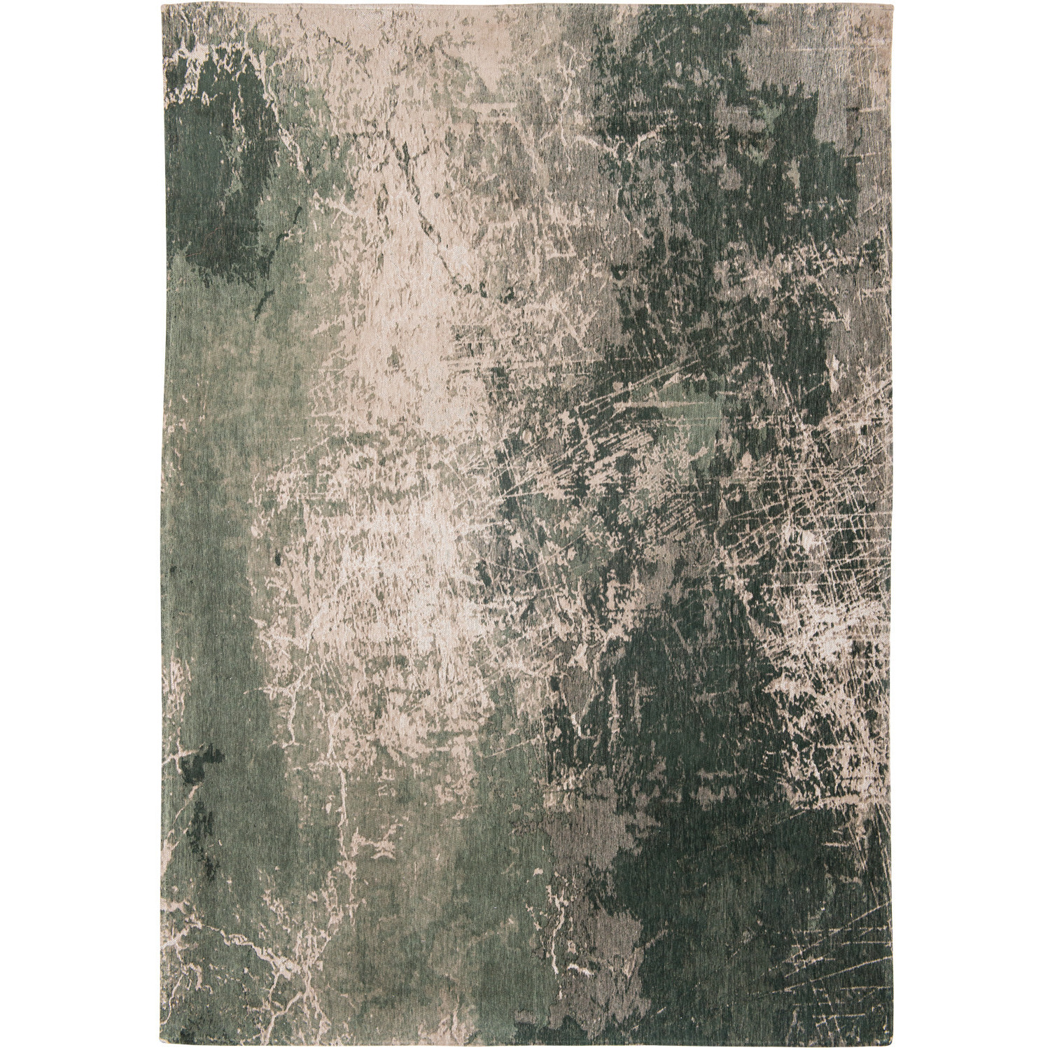 3' X 5' Beige and Green Abstract Non Skid Area Rug
