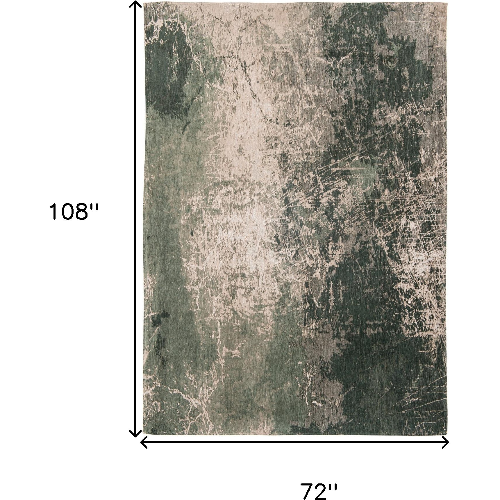 7' X 9' Beige and Green Abstract Non Skid Area Rug