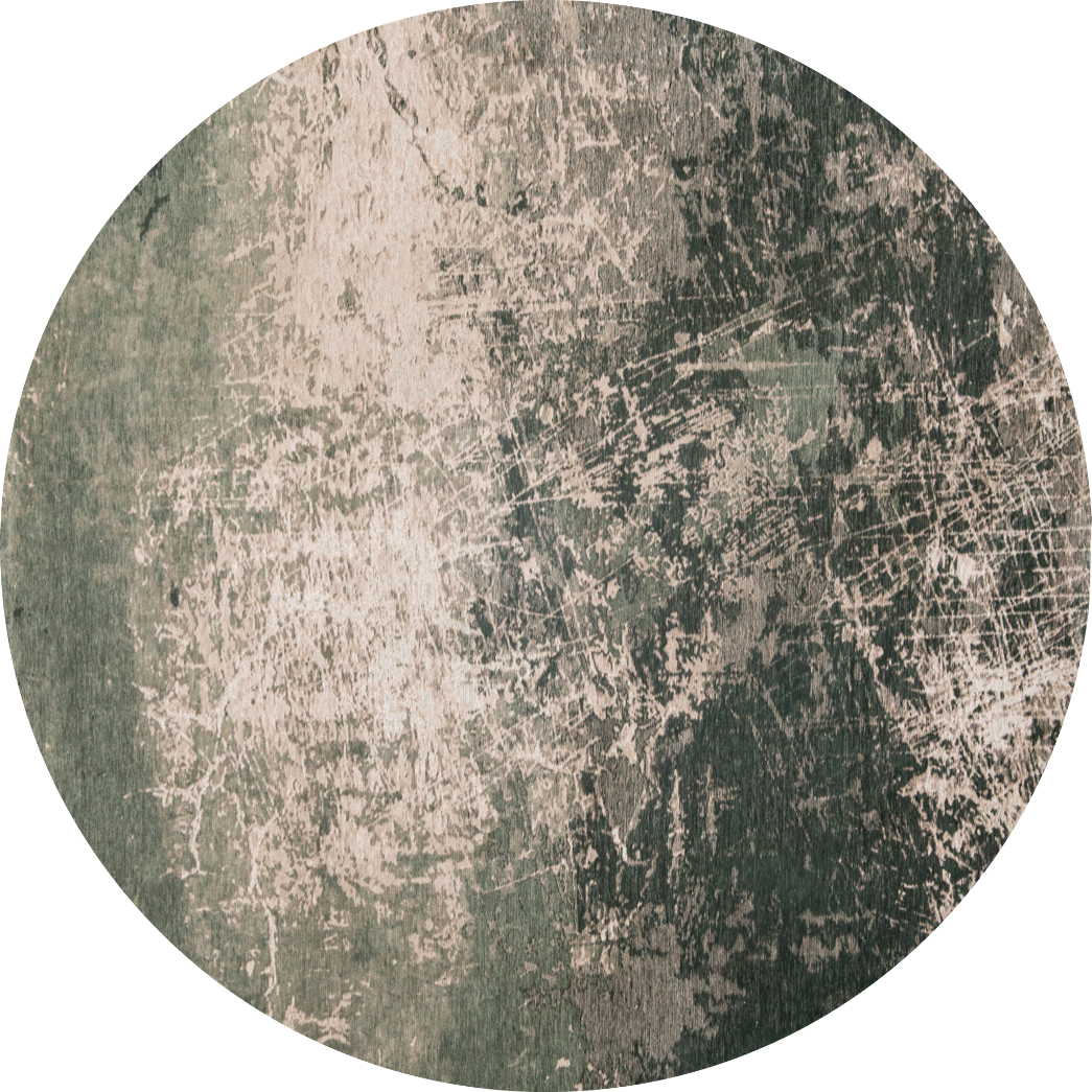 8' Beige and Green Round Abstract Non Skid Area Rug