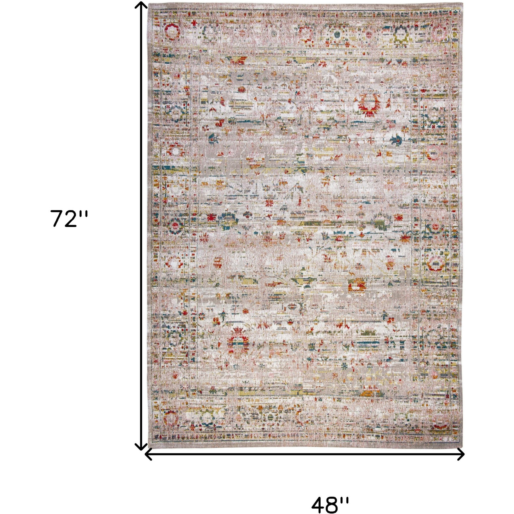5' X 7' White Oriental Non Skid Area Rug