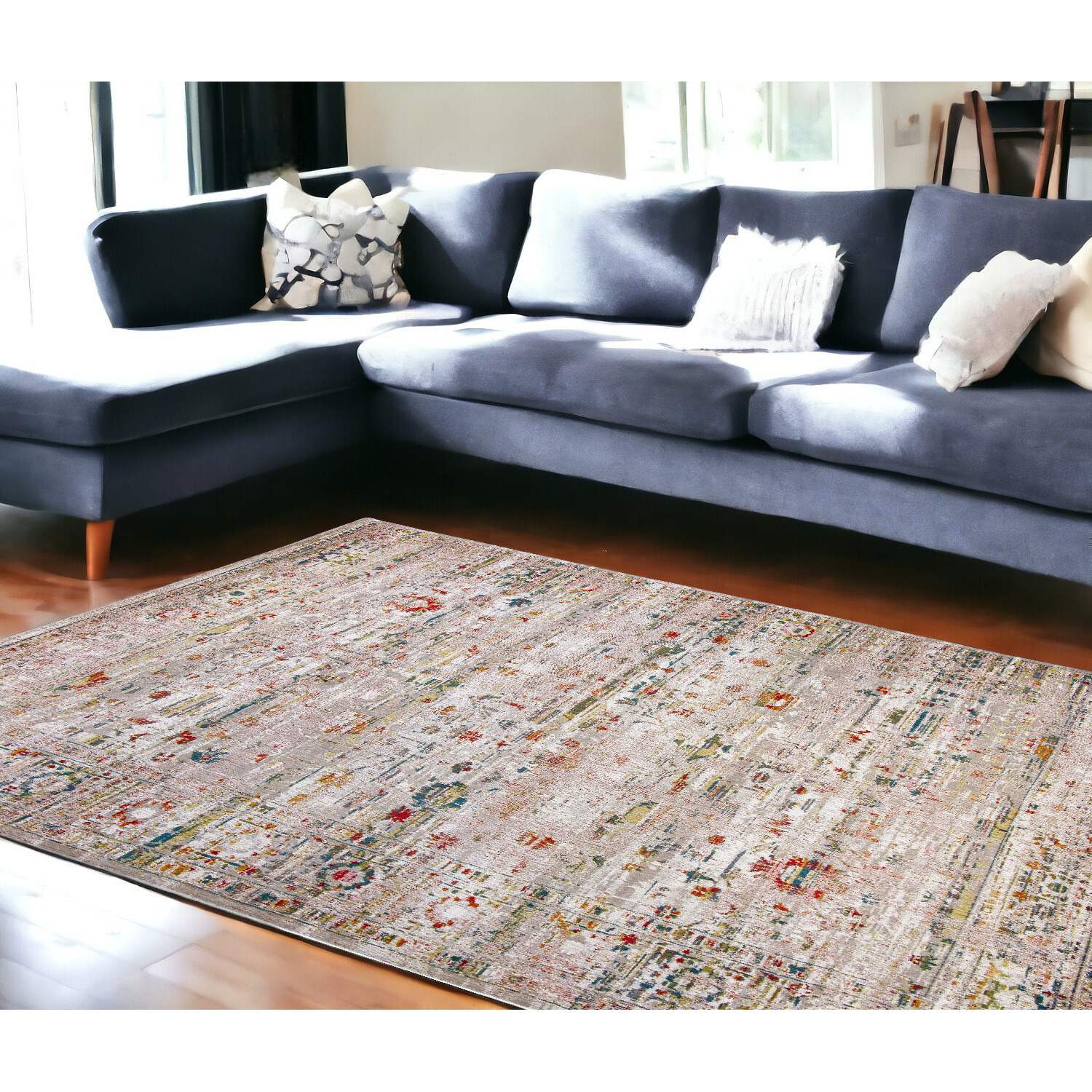 6' X 8' White Oriental Non Skid Area Rug