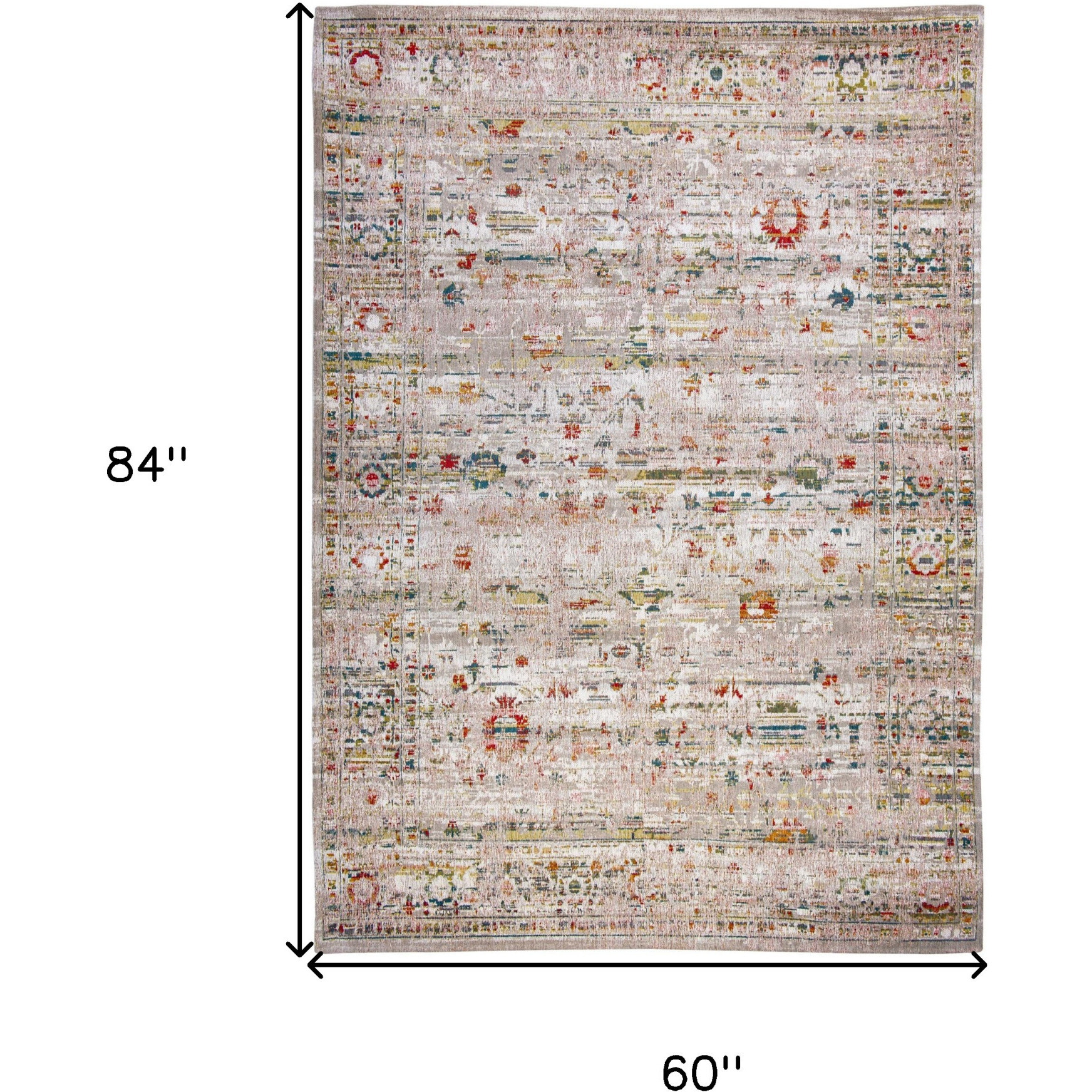6' X 8' White Oriental Non Skid Area Rug