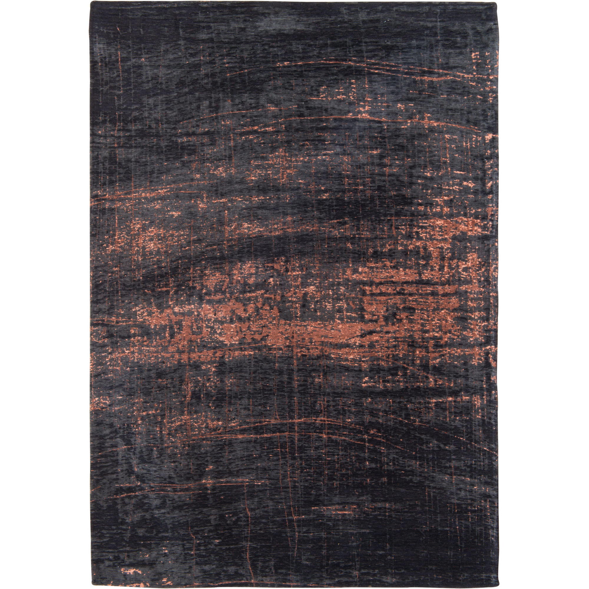 7' X 9' Black and Gold Abstract Non Skid Area Rug