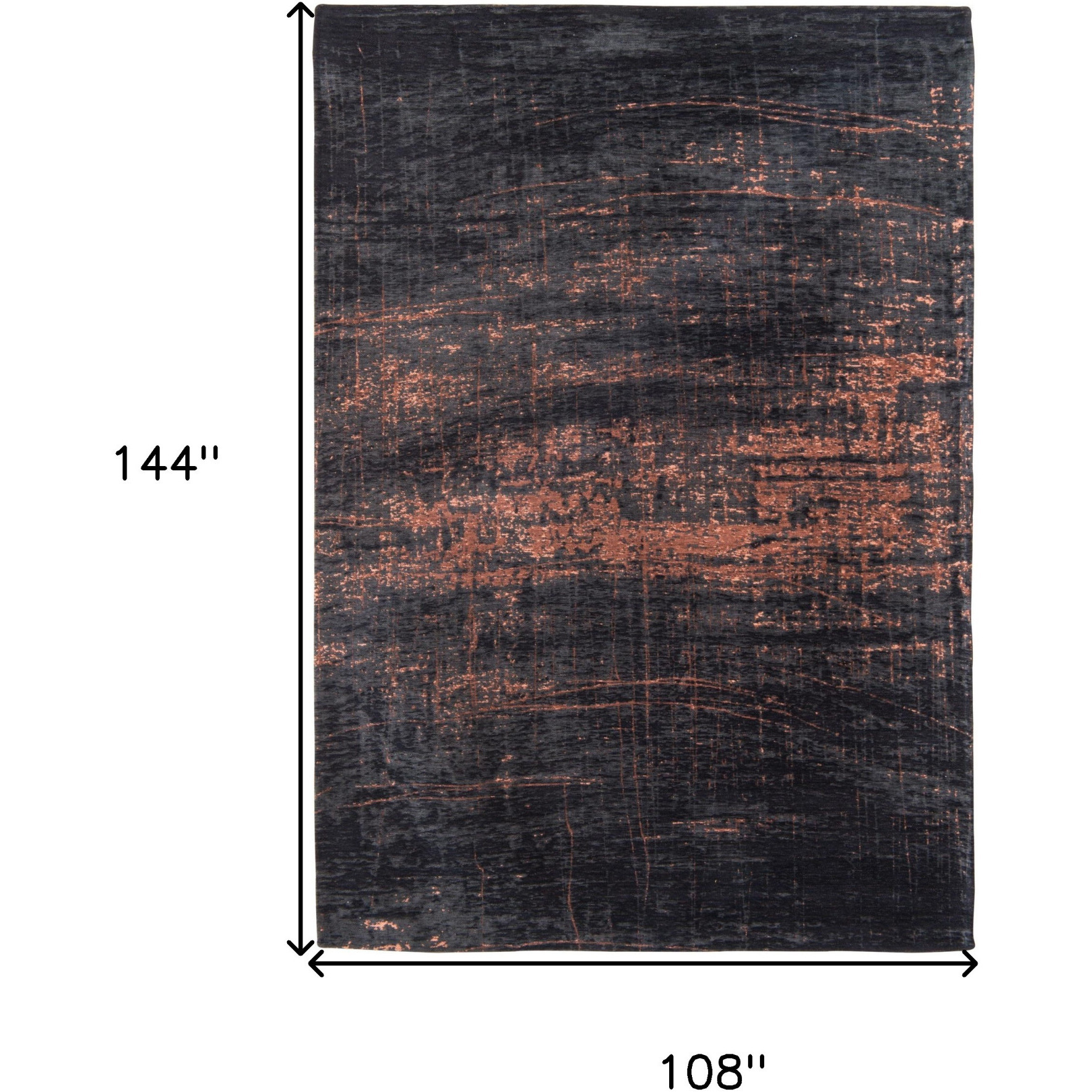 9' X 13' Black and Gold Abstract Non Skid Area Rug