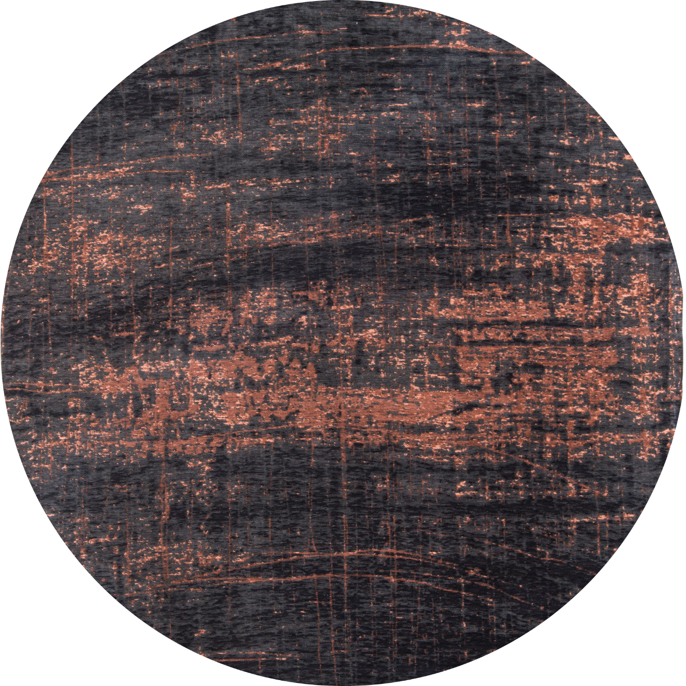 5' Black and Gold Round Abstract Non Skid Area Rug