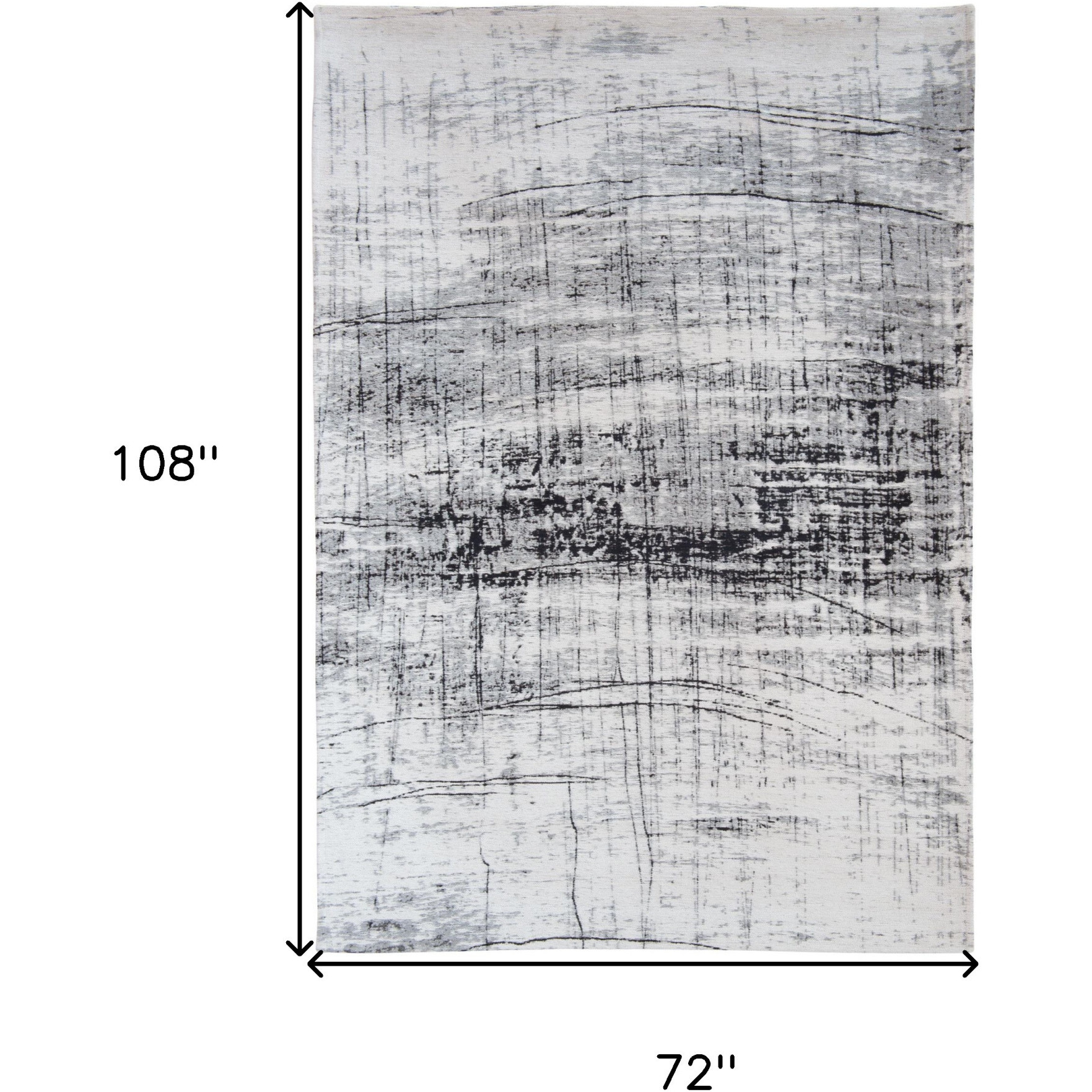 7' X 9' Black and White Abstract Non Skid Area Rug
