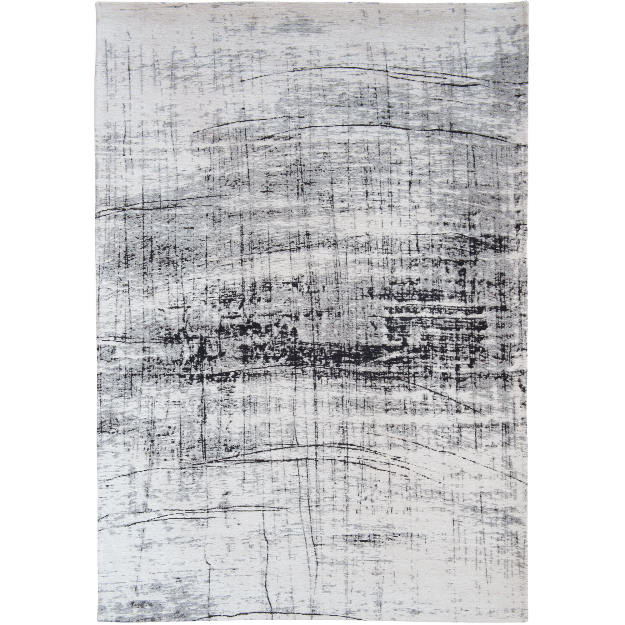 7' X 9' Black and White Abstract Non Skid Area Rug