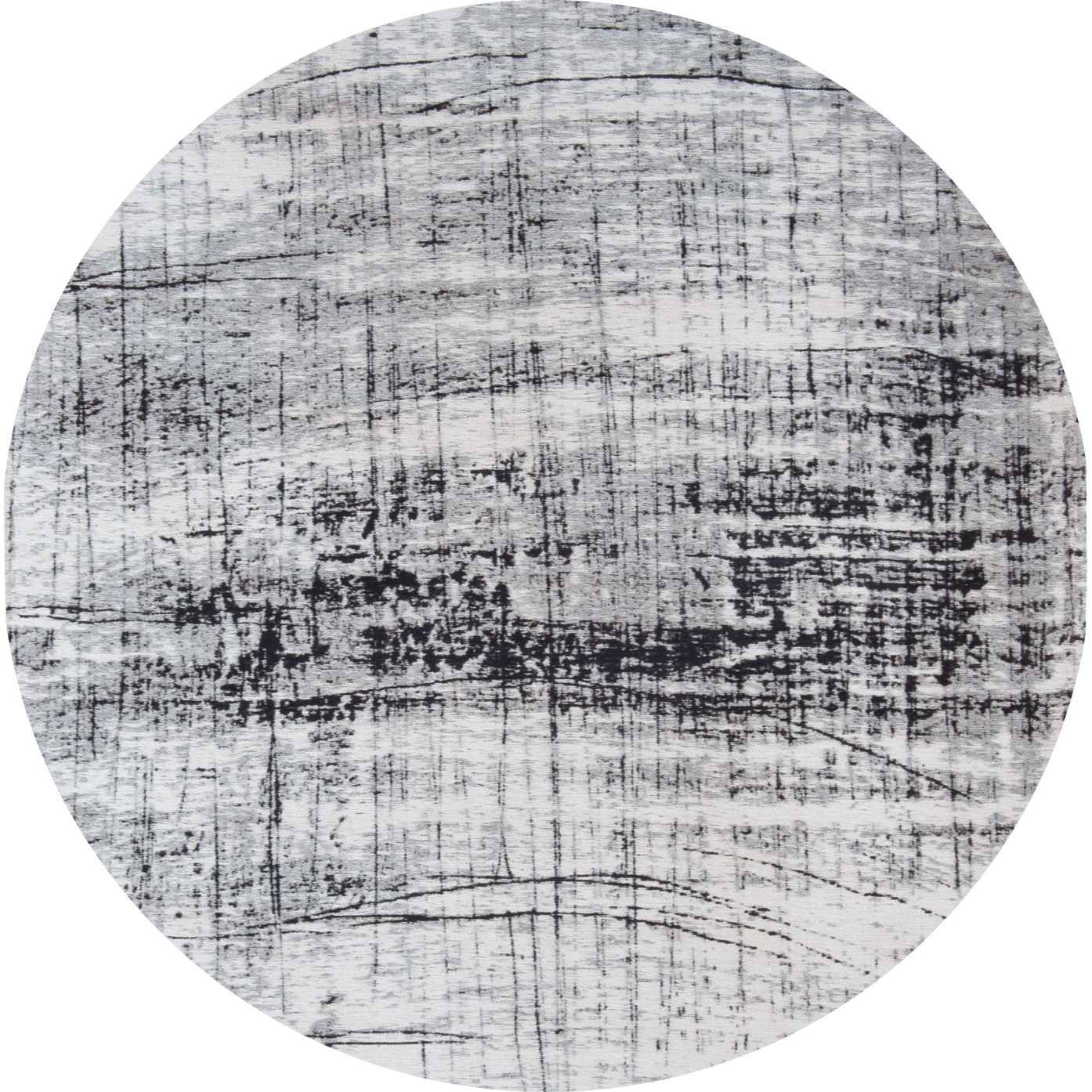 5' Black and White Round Abstract Non Skid Area Rug
