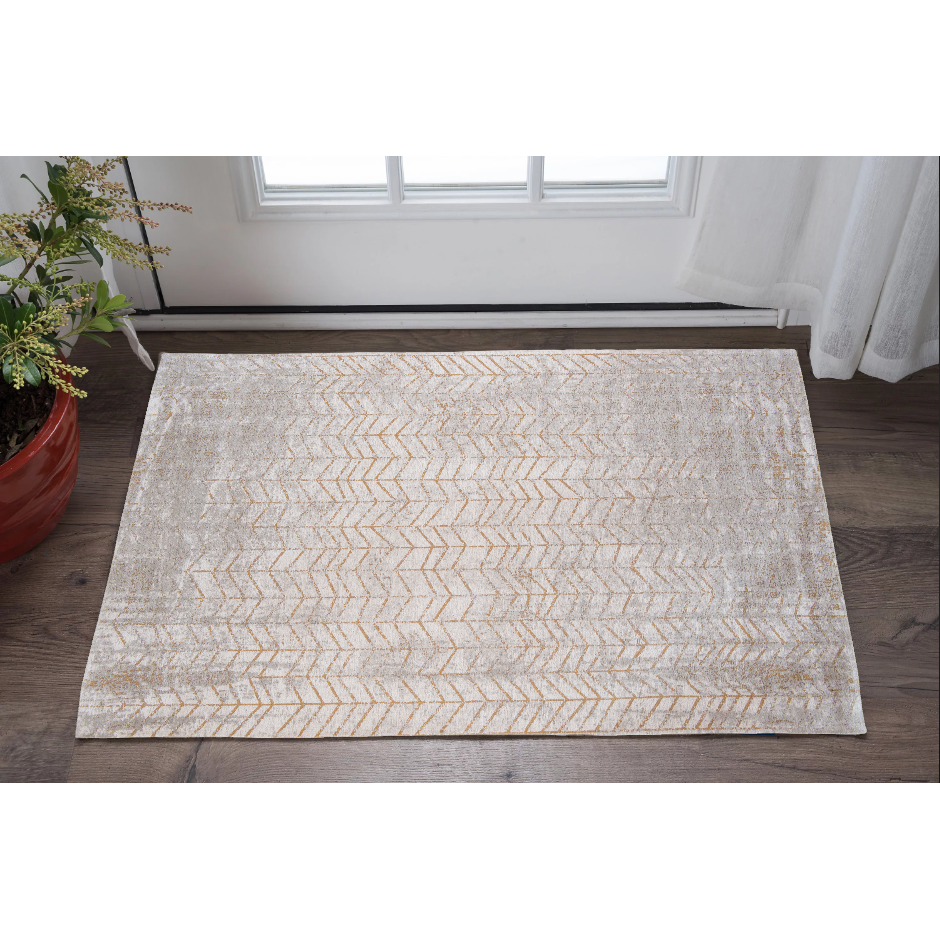 3' X 5' Gray and Yellow Chevron Non Skid Area Rug