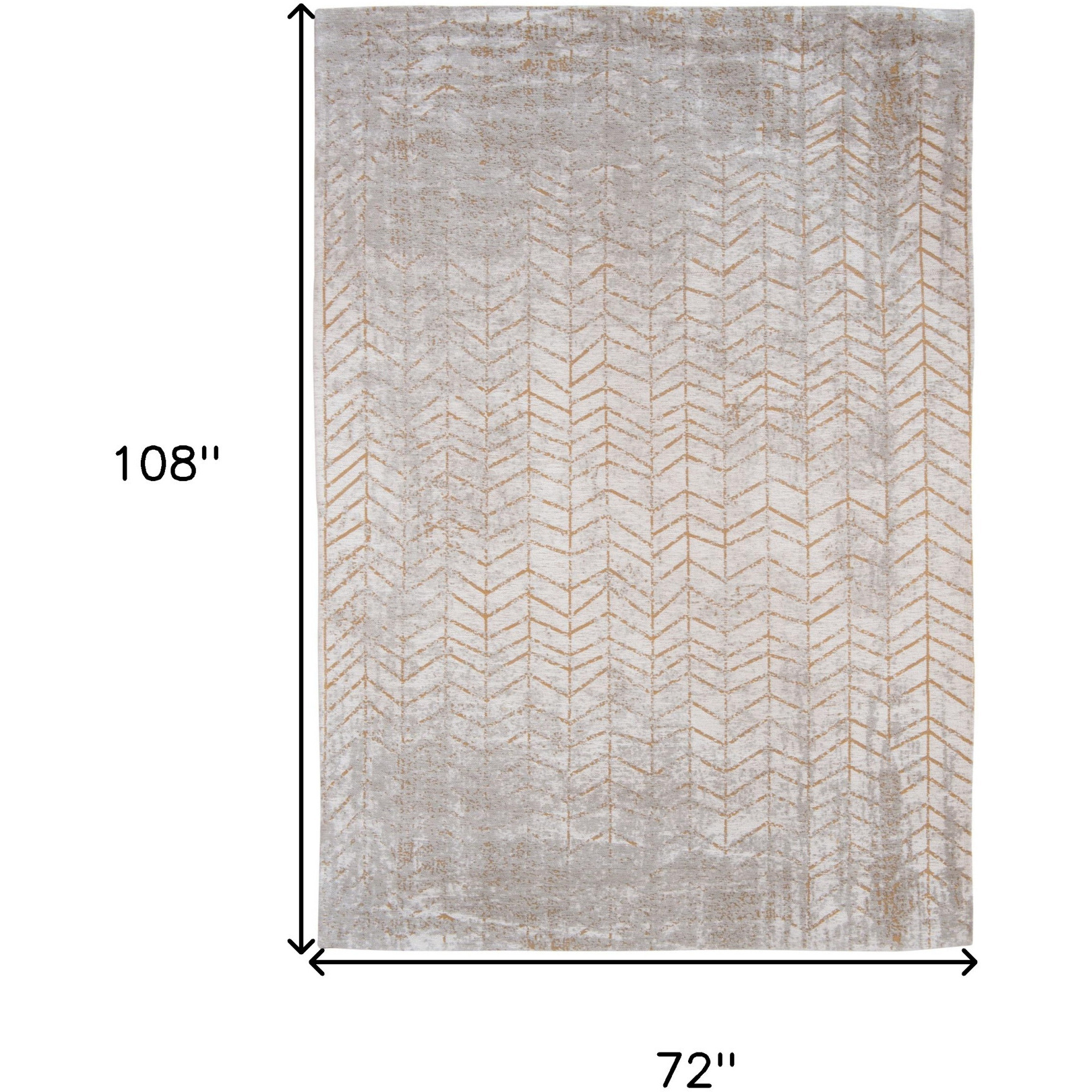 7' X 9' Gray and Yellow Chevron Non Skid Area Rug