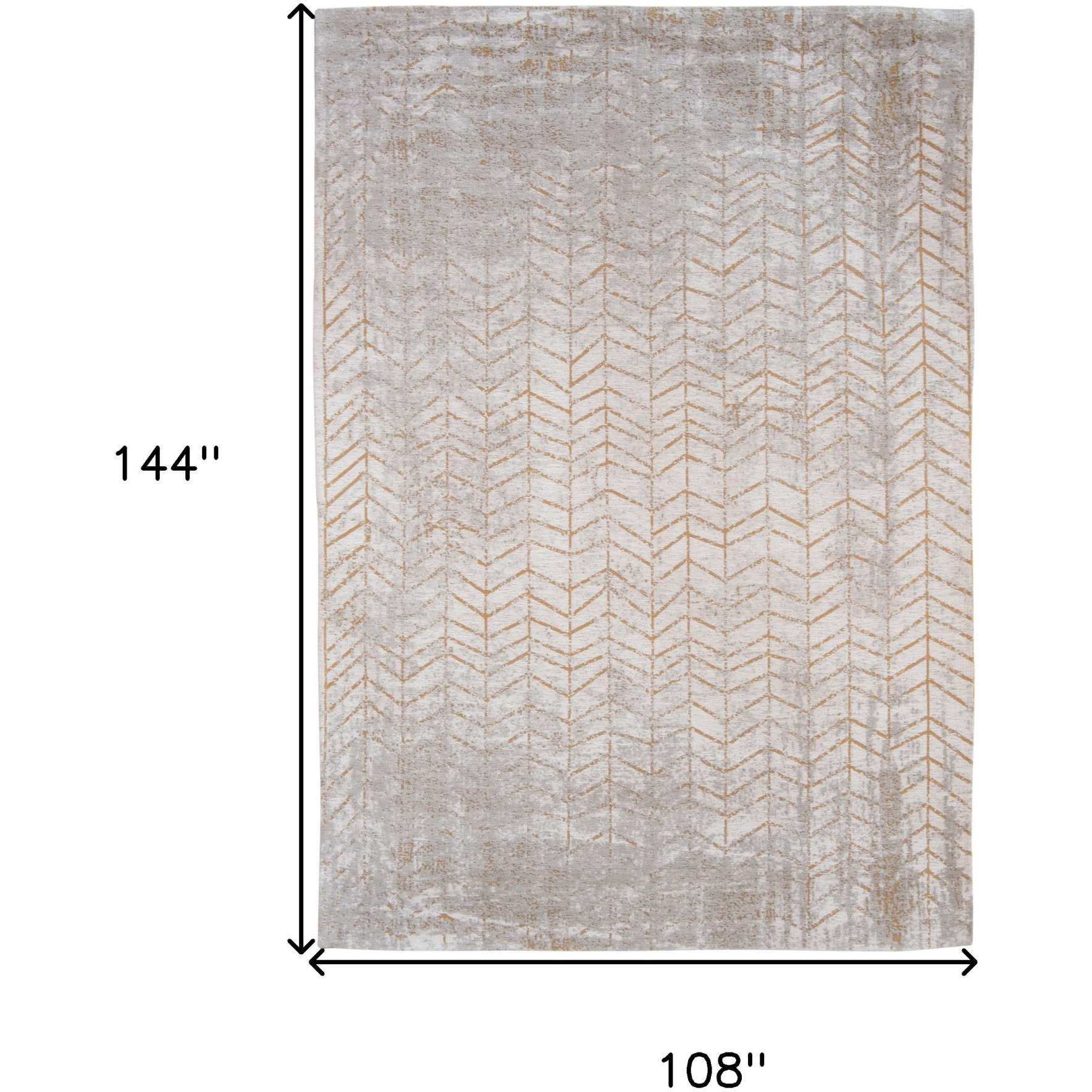 9' X 13' Gray and Yellow Chevron Non Skid Area Rug