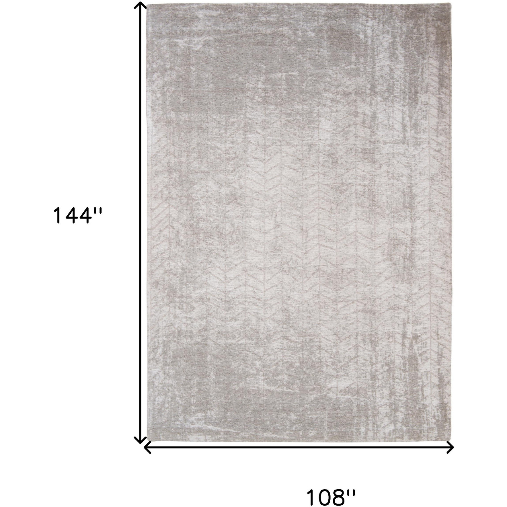 9' X 13' Gray and White Chevron Non Skid Area Rug