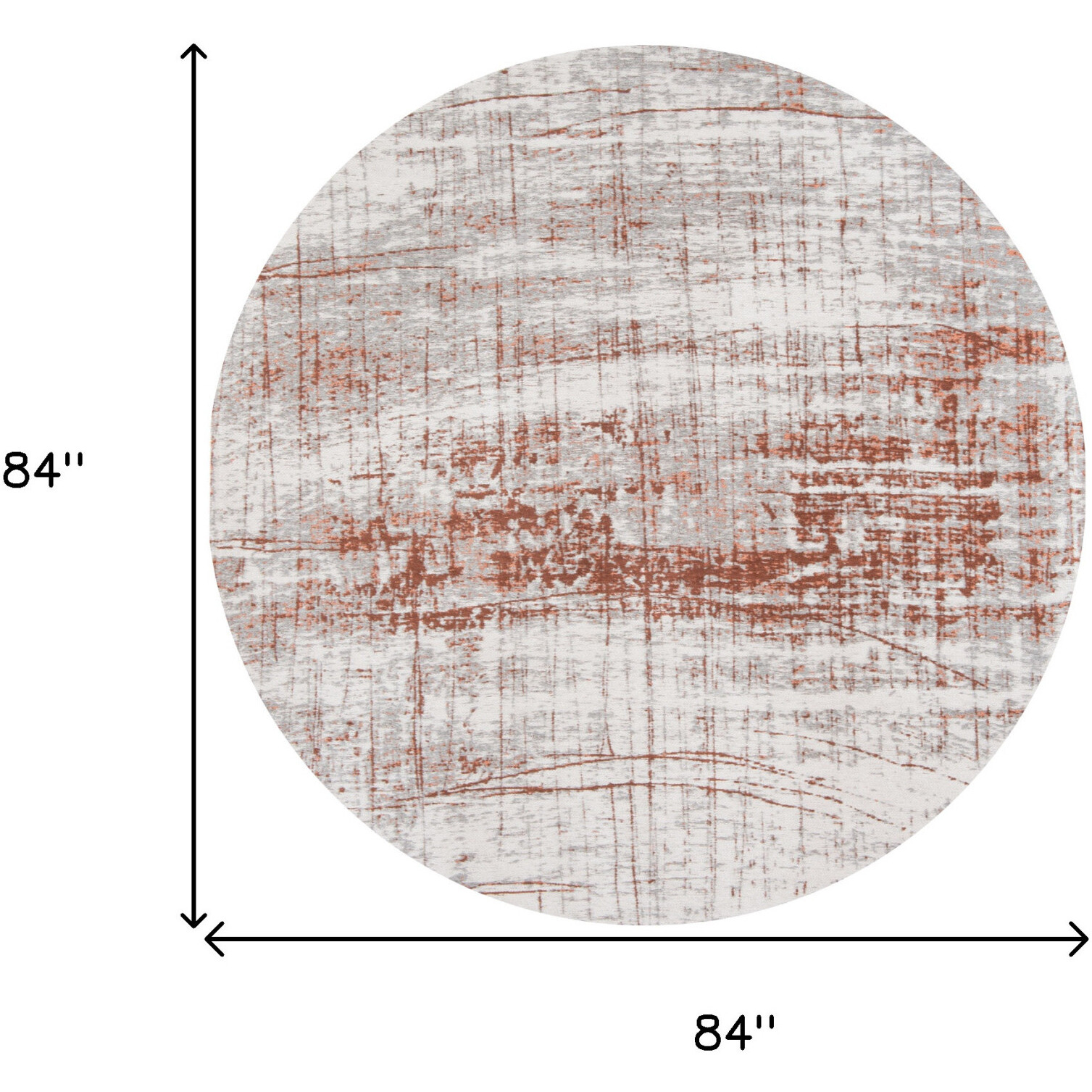 8' Gray and Yellow Round Abstract Non Skid Area Rug