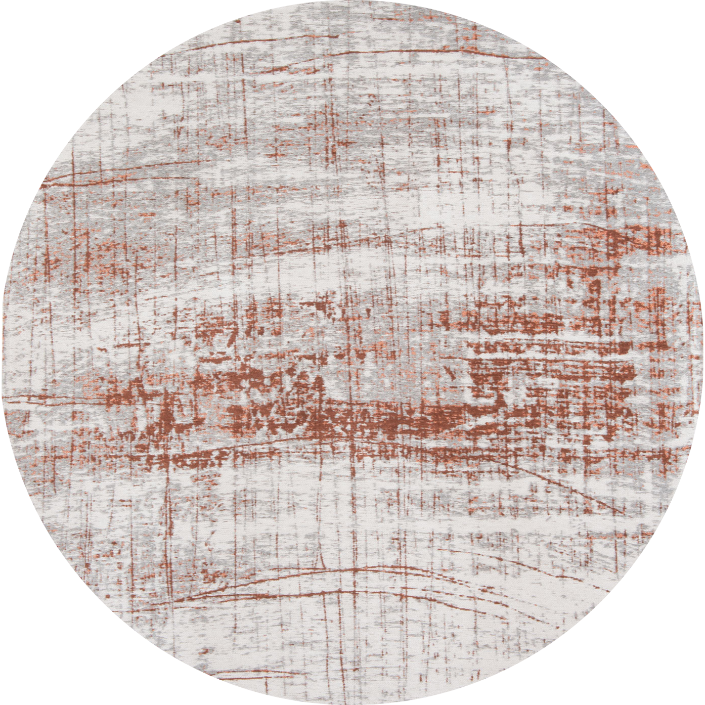 8' Gray and Yellow Round Abstract Non Skid Area Rug