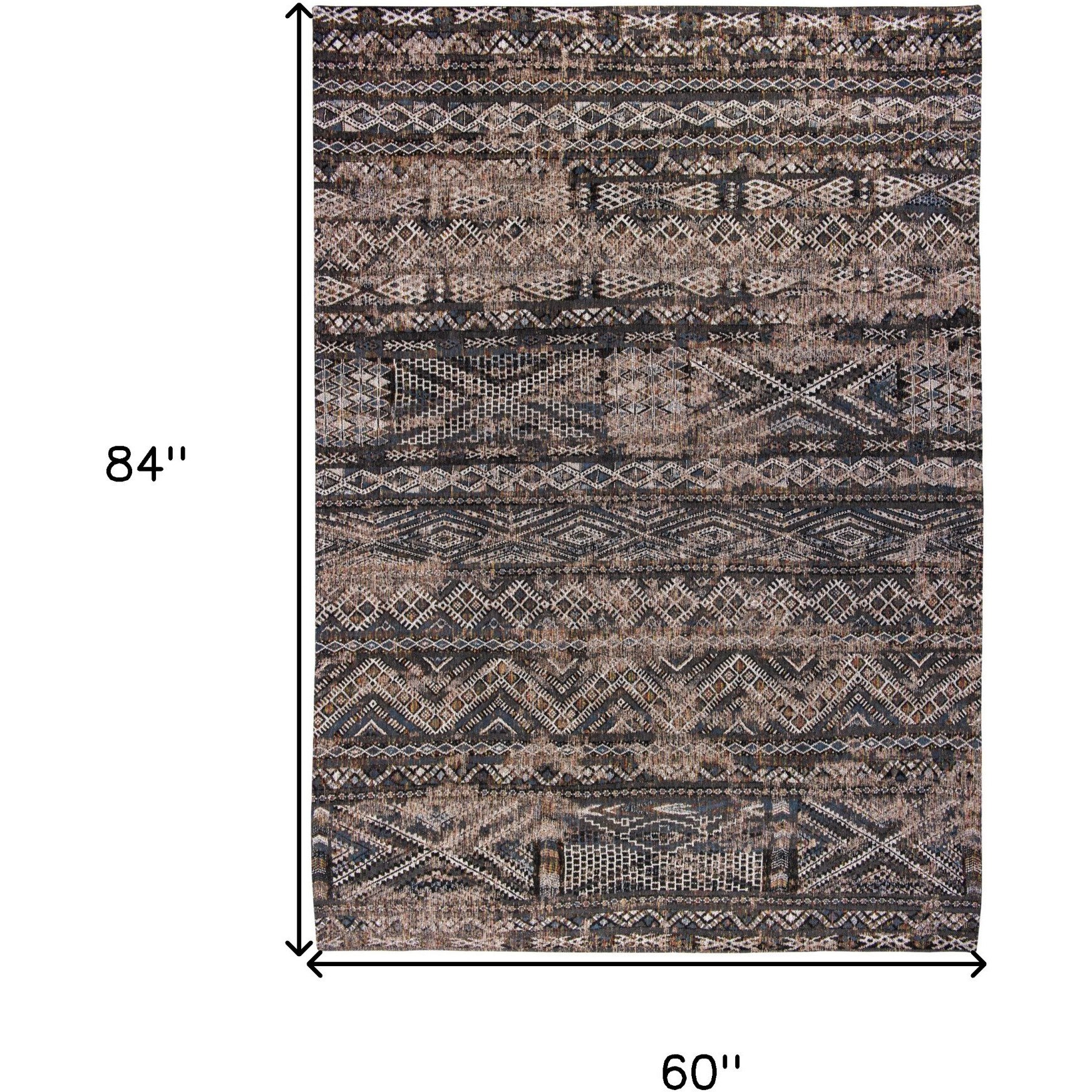 6' X 8' Gray and Beige Oriental Non Skid Area Rug