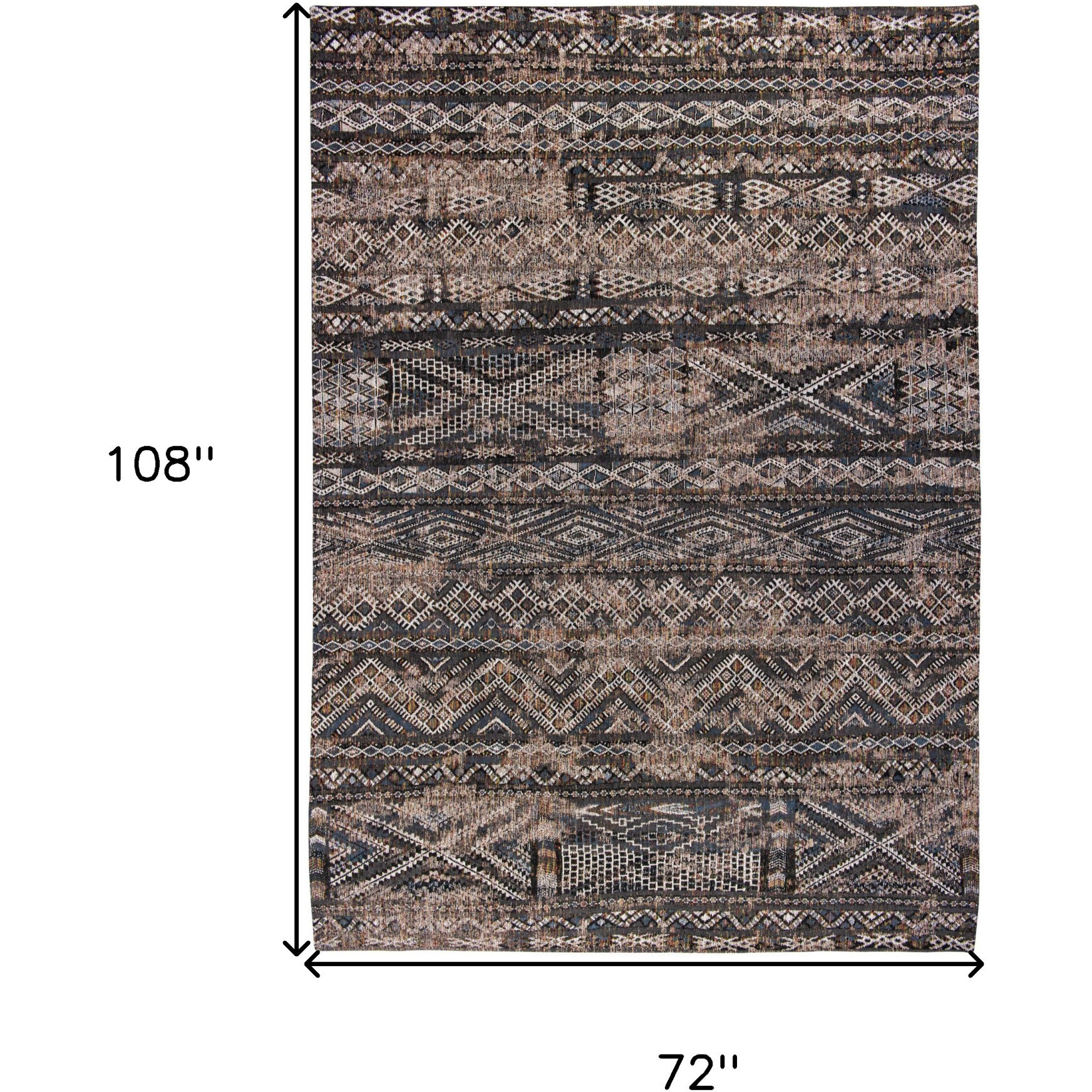 7' X 9' Gray and Beige Oriental Non Skid Area Rug