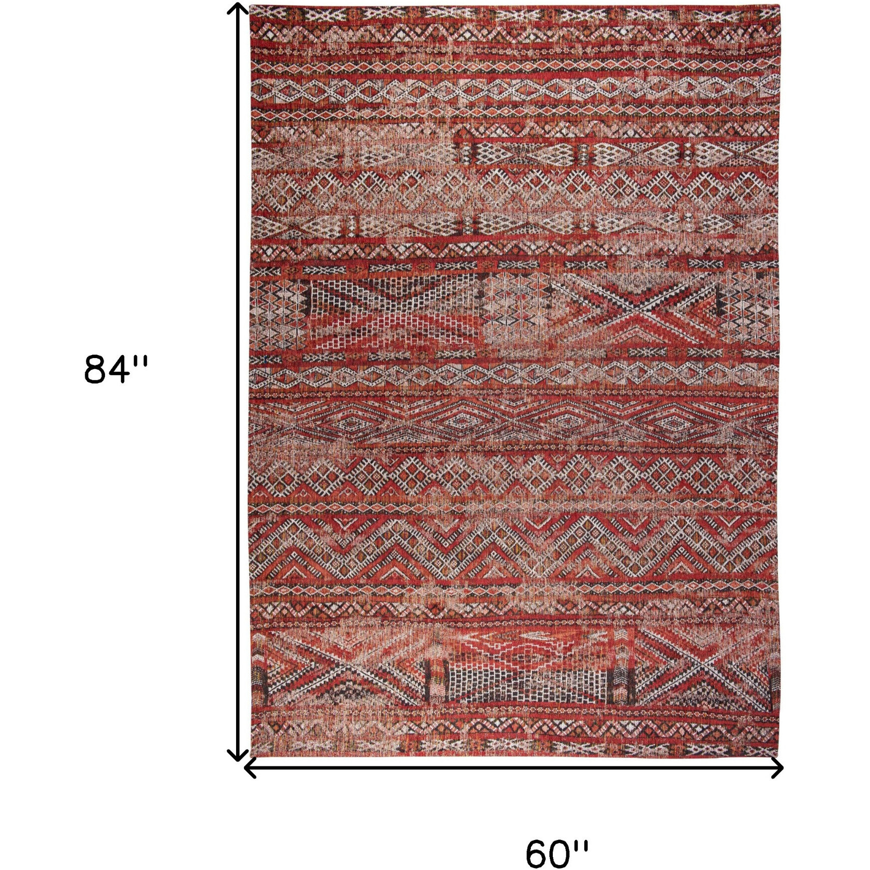 6' X 8' Red and Gray Oriental Non Skid Area Rug