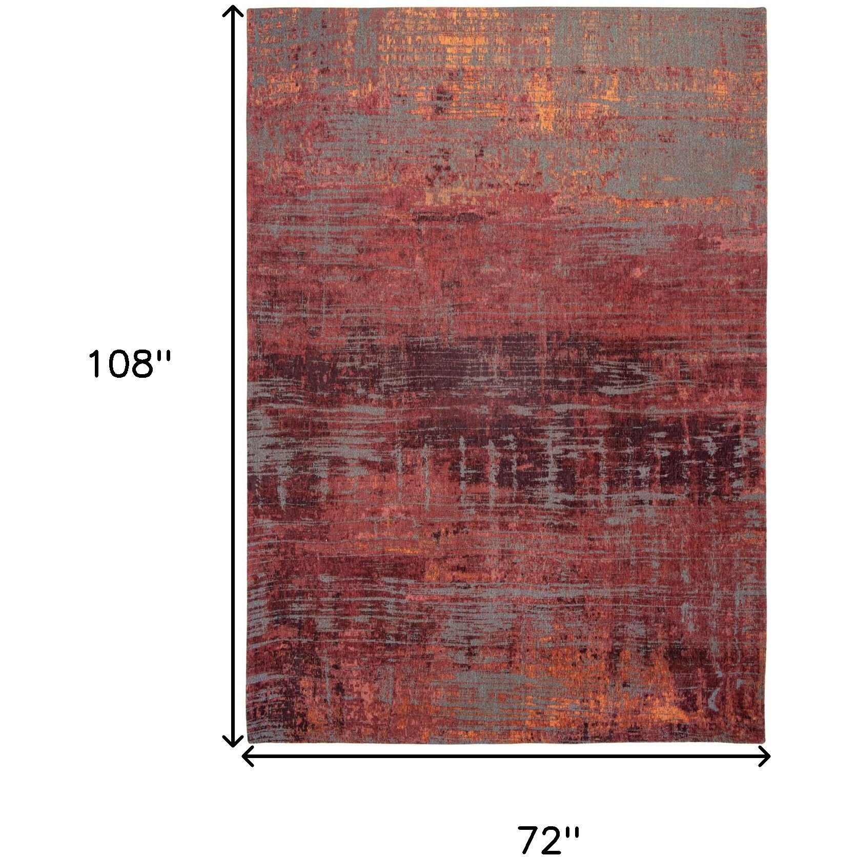 7' X 9' Red and Gray Abstract Non Skid Area Rug