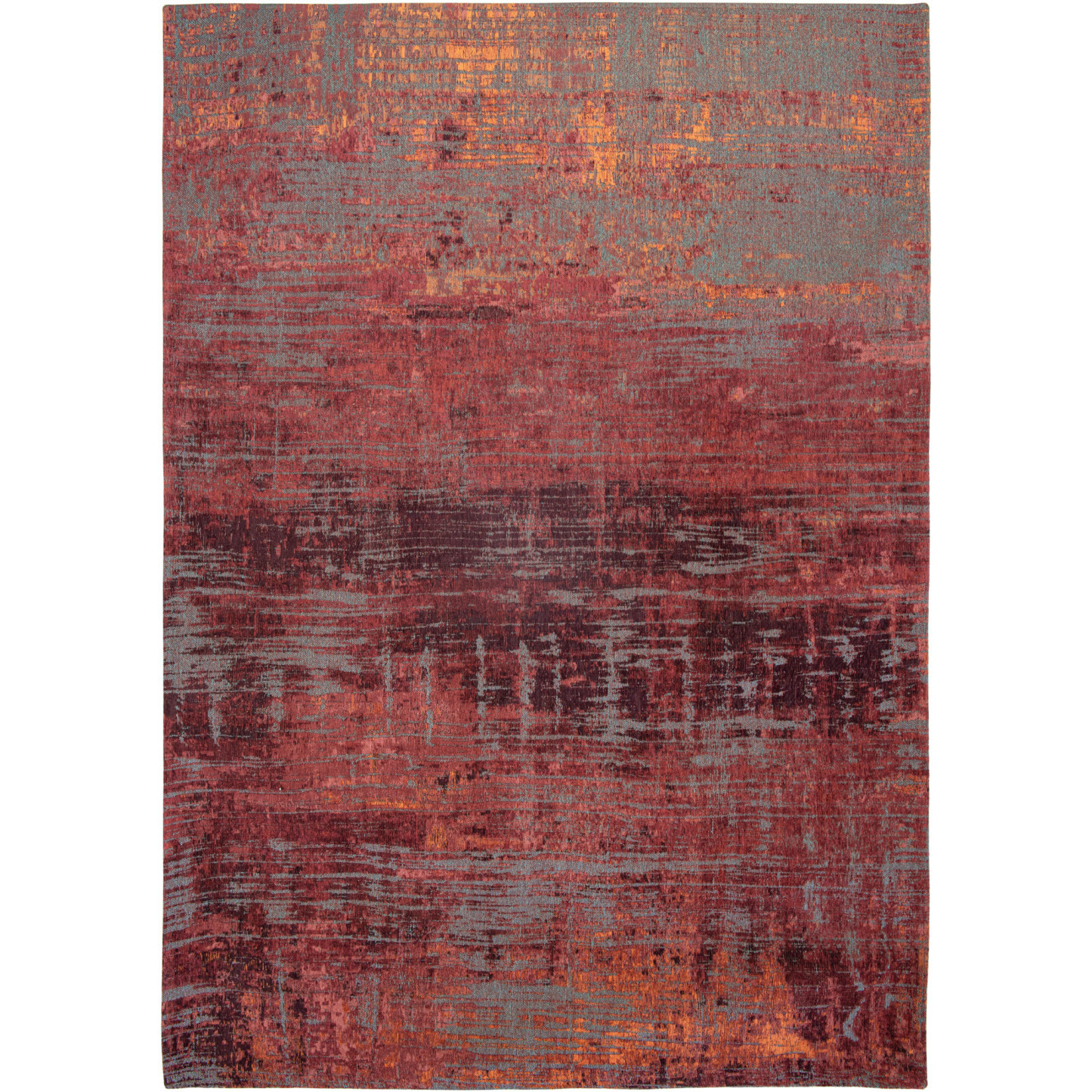 7' X 9' Red and Gray Abstract Non Skid Area Rug