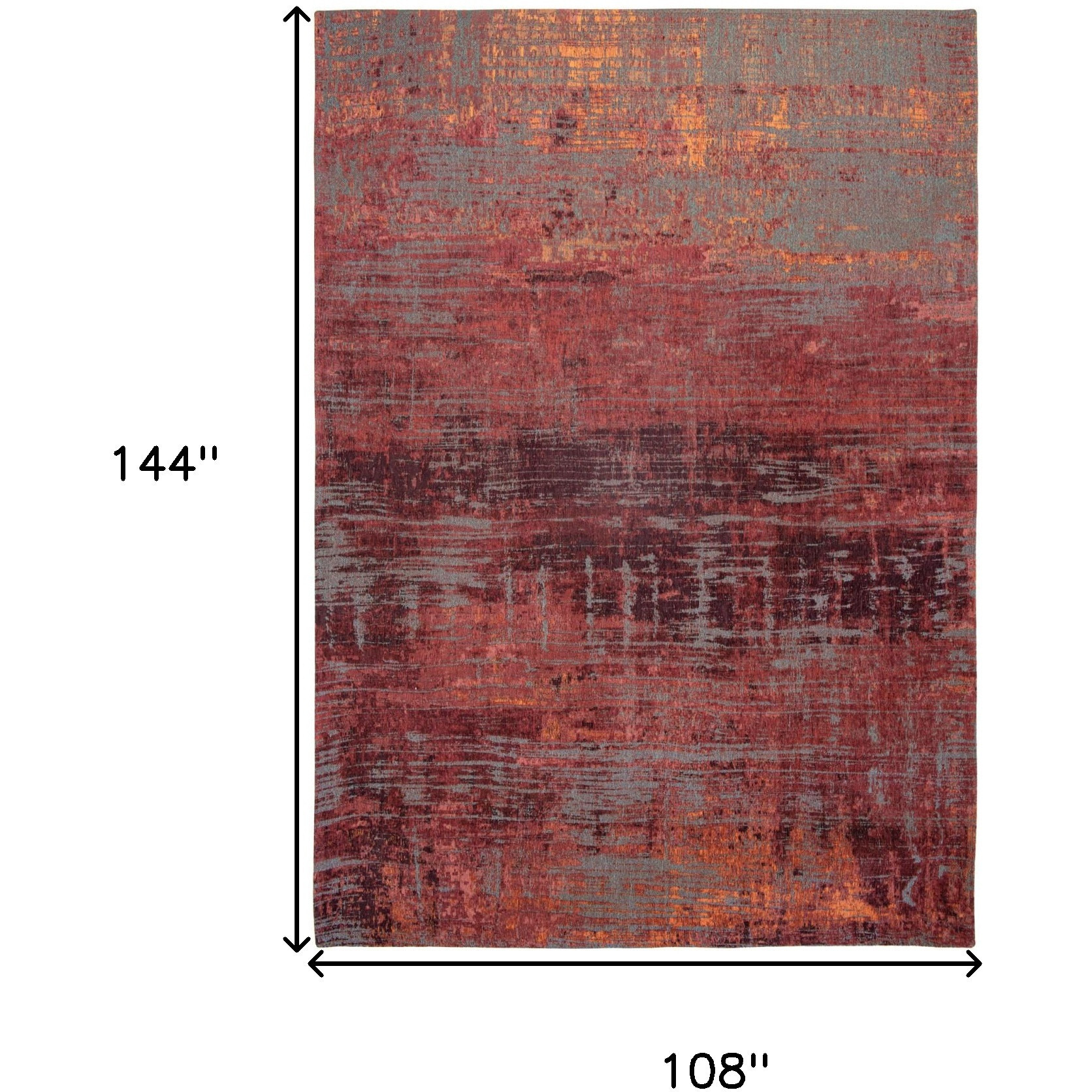 9' X 13' Red and Gray Abstract Non Skid Area Rug