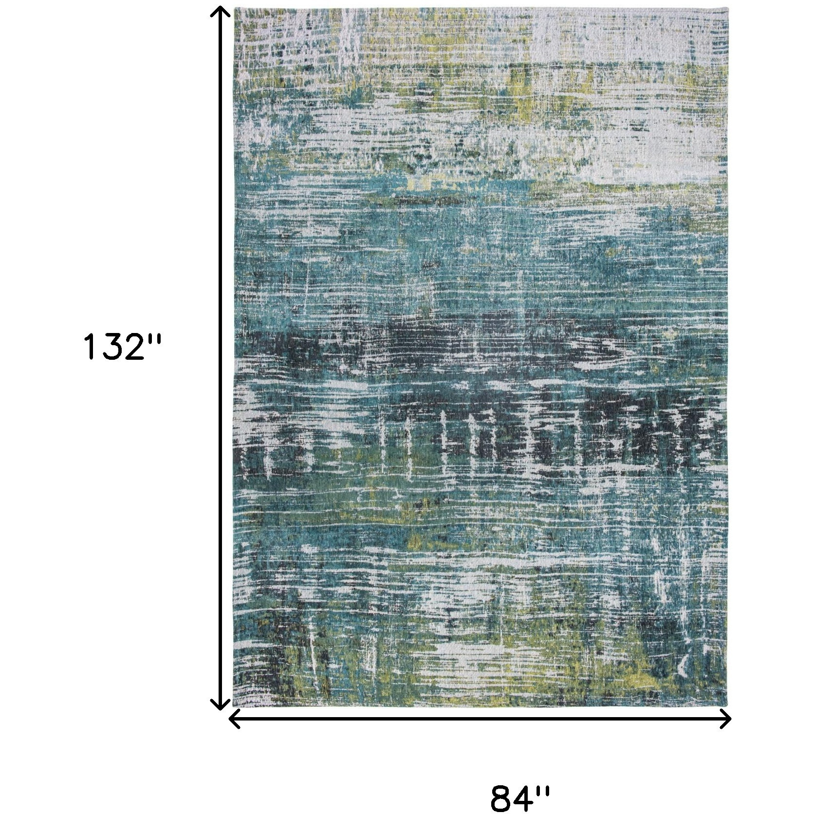 8' X 11' Blue and Green Abstract Non Skid Area Rug