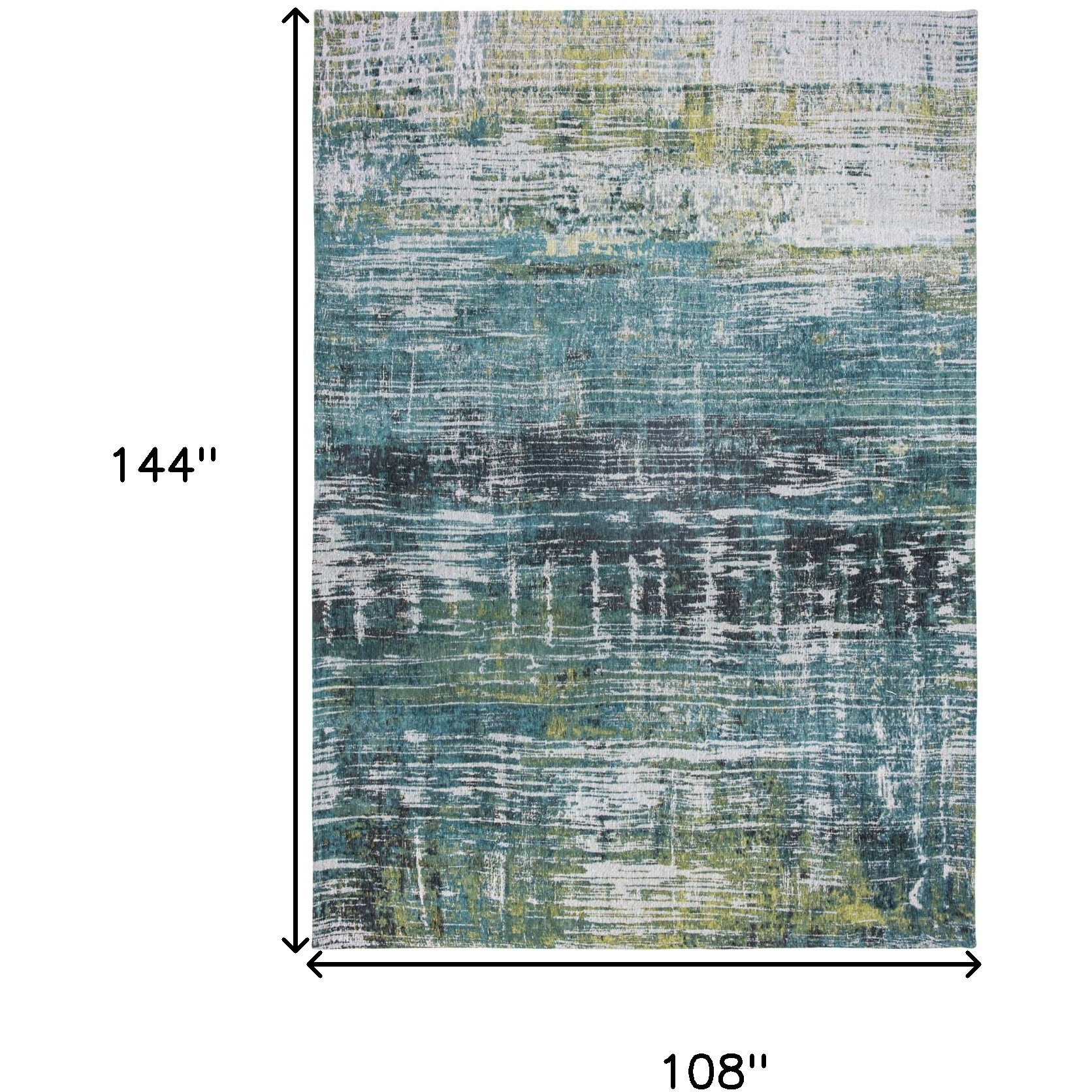 9' X 13' Blue and Green Abstract Non Skid Area Rug