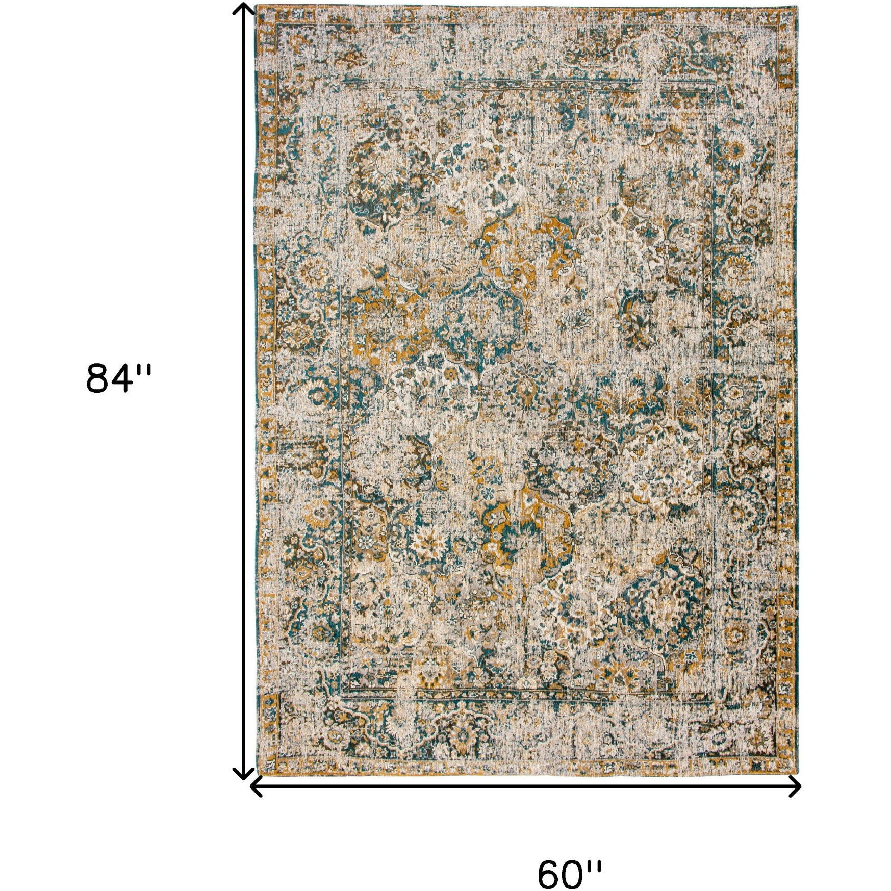 6' X 8' Blue and Green Abstract Non Skid Area Rug