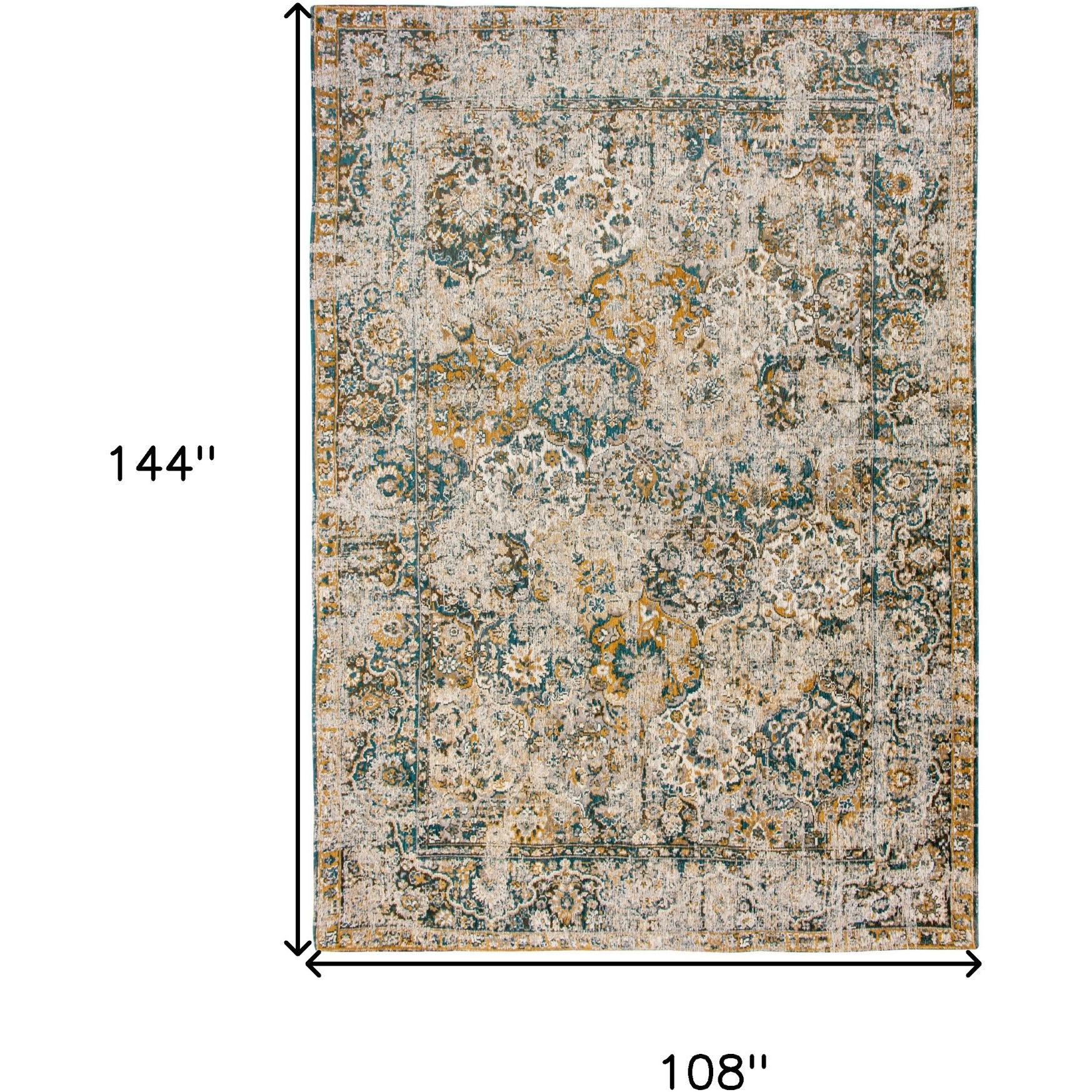 9' X 13' Blue and Green Abstract Non Skid Area Rug