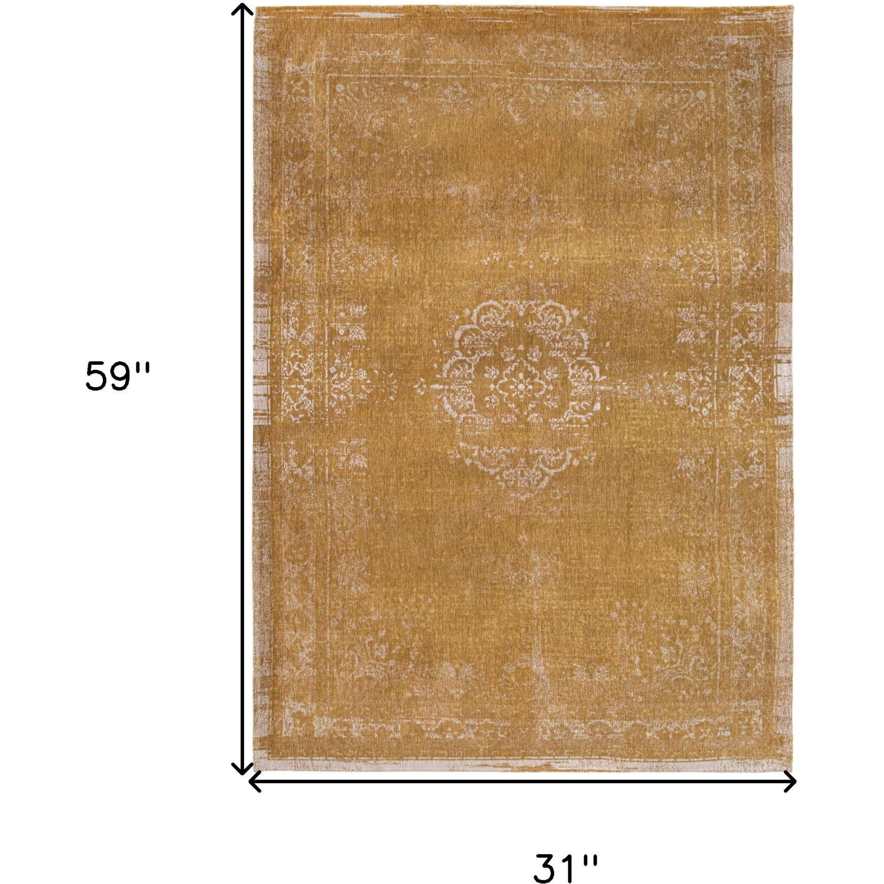 3' X 5' Orange and White Medallion Non Skid Area Rug