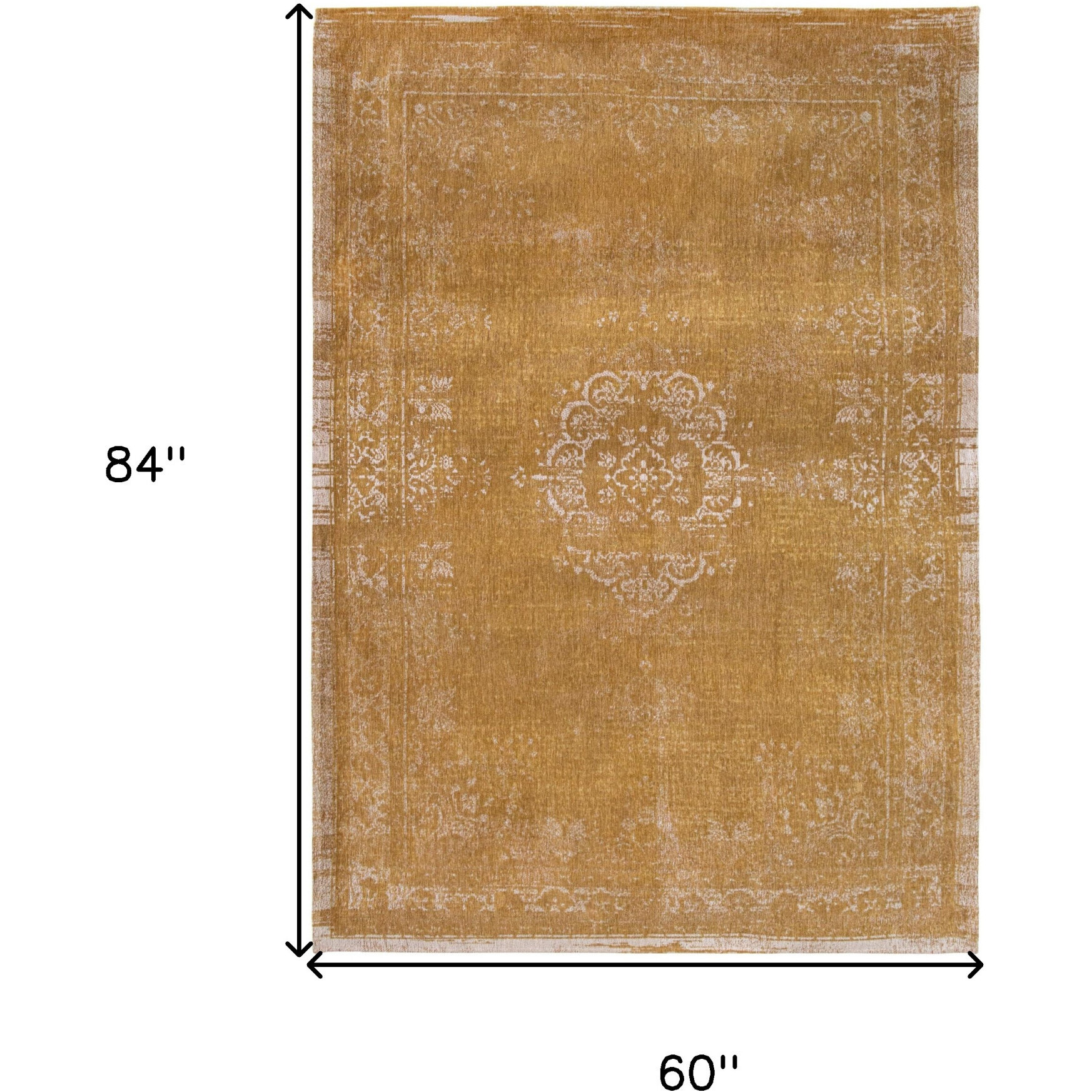 6' X 8' Orange and White Medallion Non Skid Area Rug