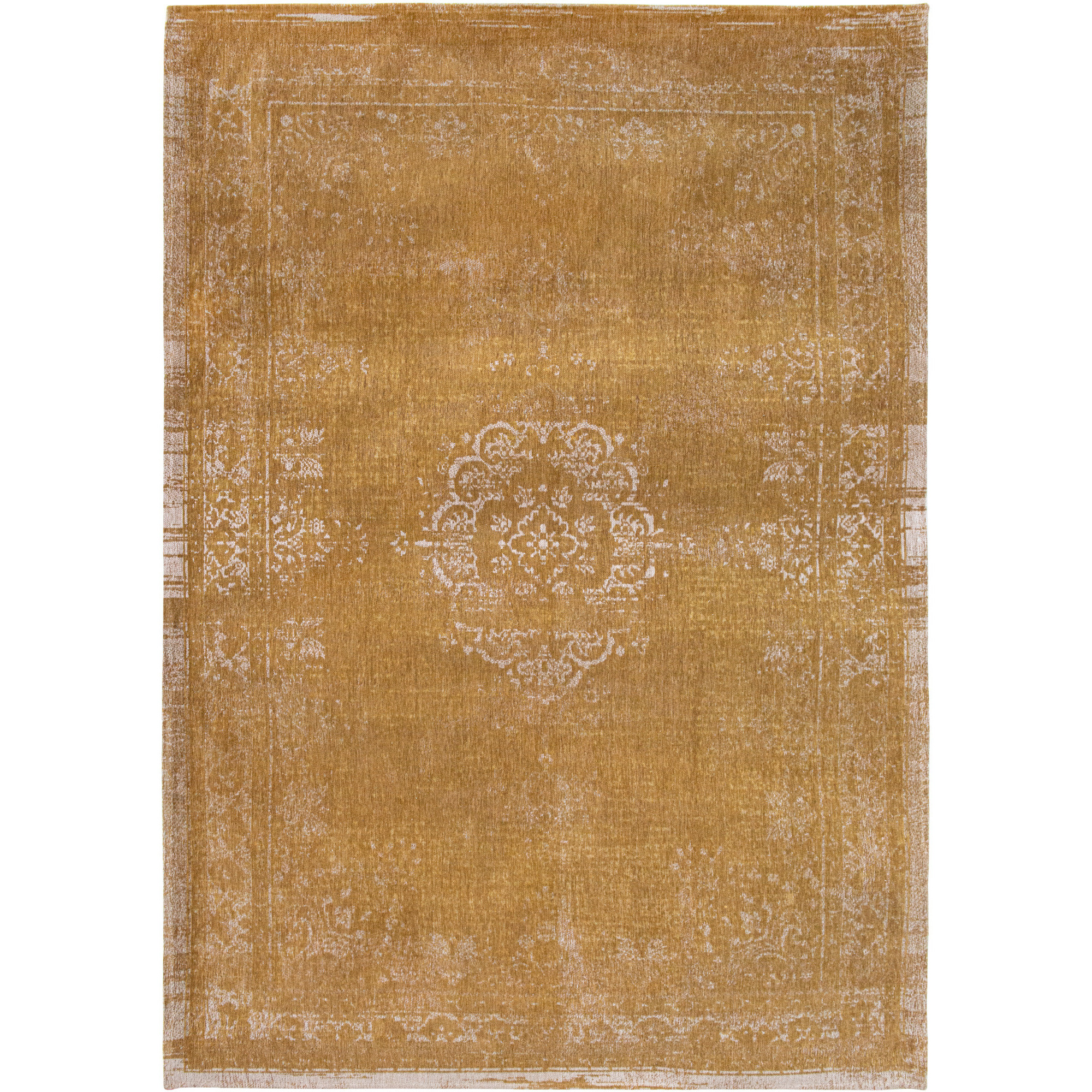 6' X 8' Orange and White Medallion Non Skid Area Rug