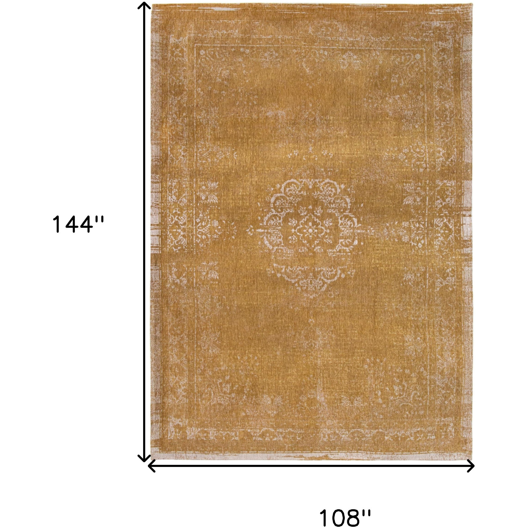 9' X 13' Orange and White Medallion Non Skid Area Rug