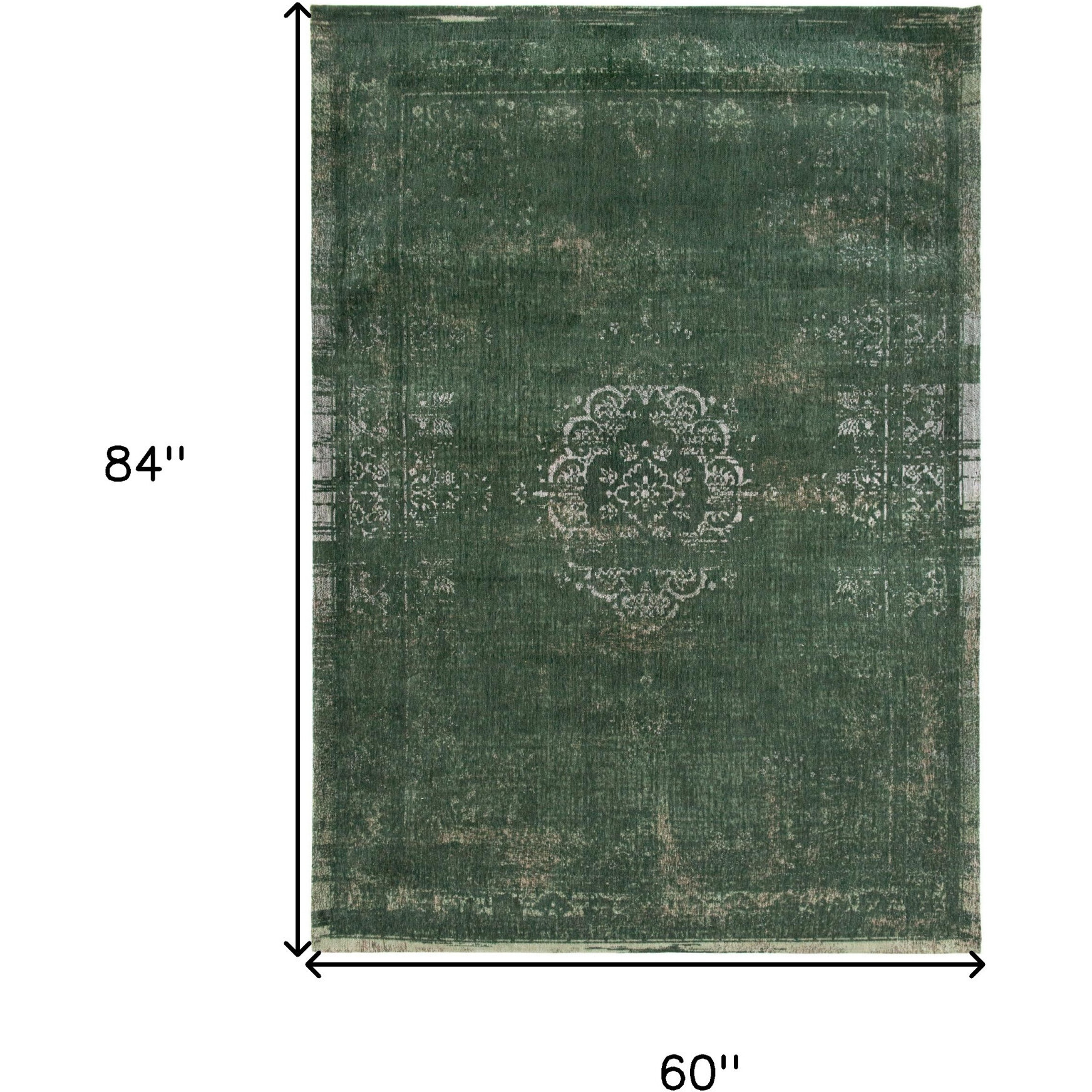 6' X 8' Gray and Green Medallion Non Skid Area Rug