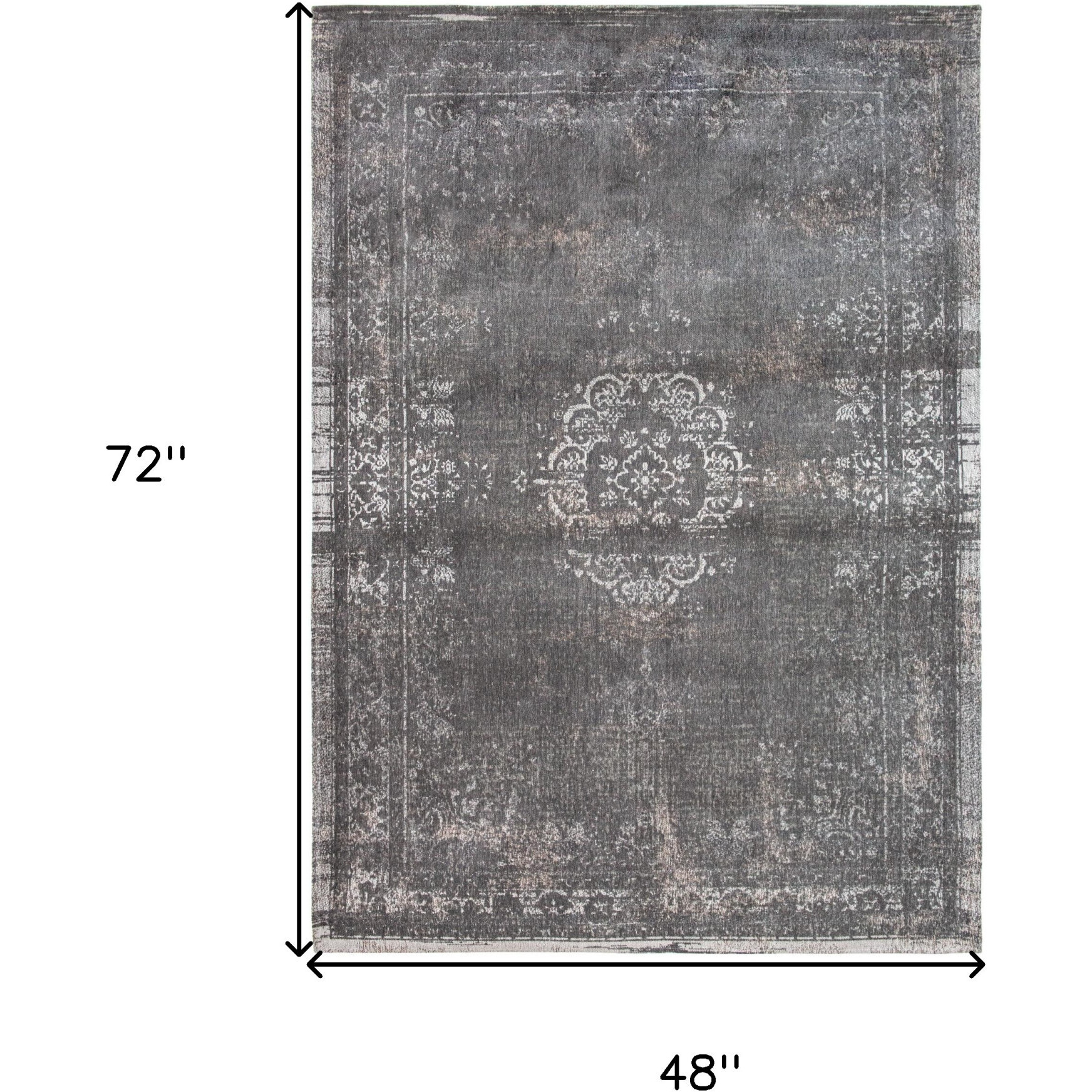 5' X 7' Gray Medallion Non Skid Area Rug