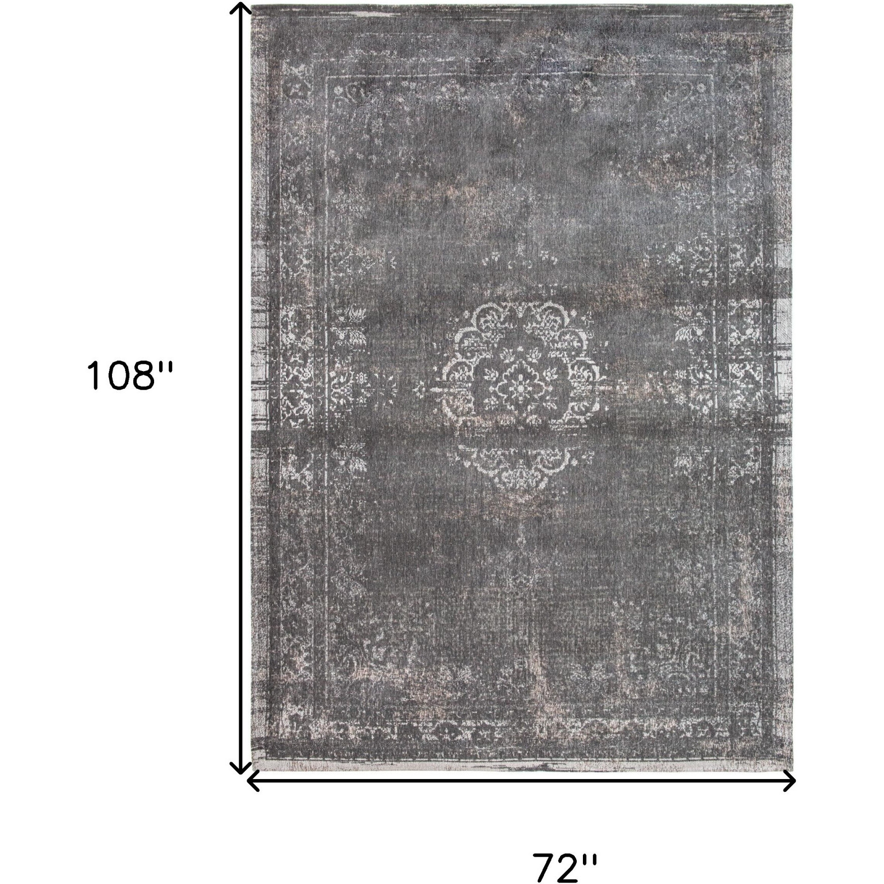 7' X 9' Gray Medallion Non Skid Area Rug