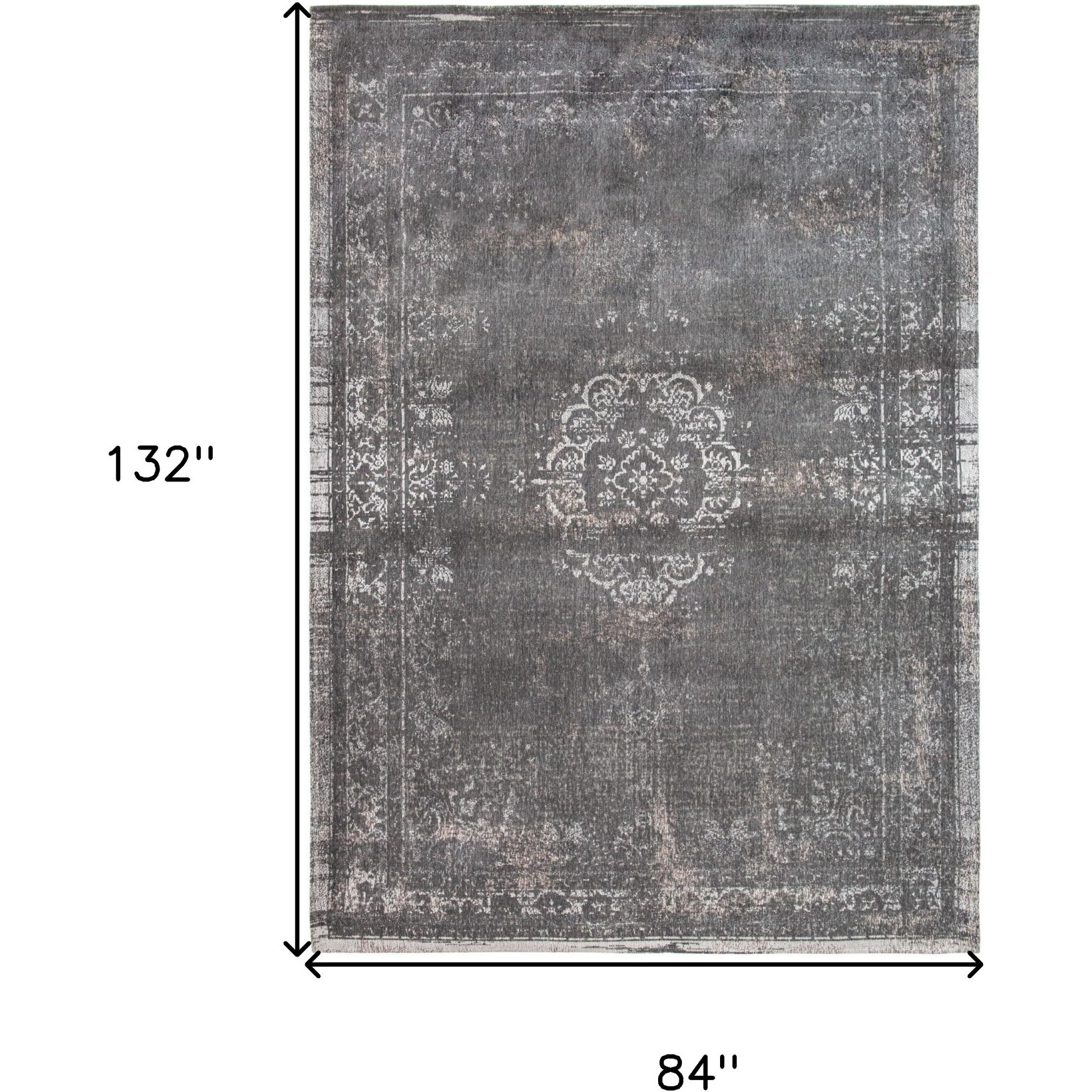 8' X 11' Gray Medallion Non Skid Area Rug