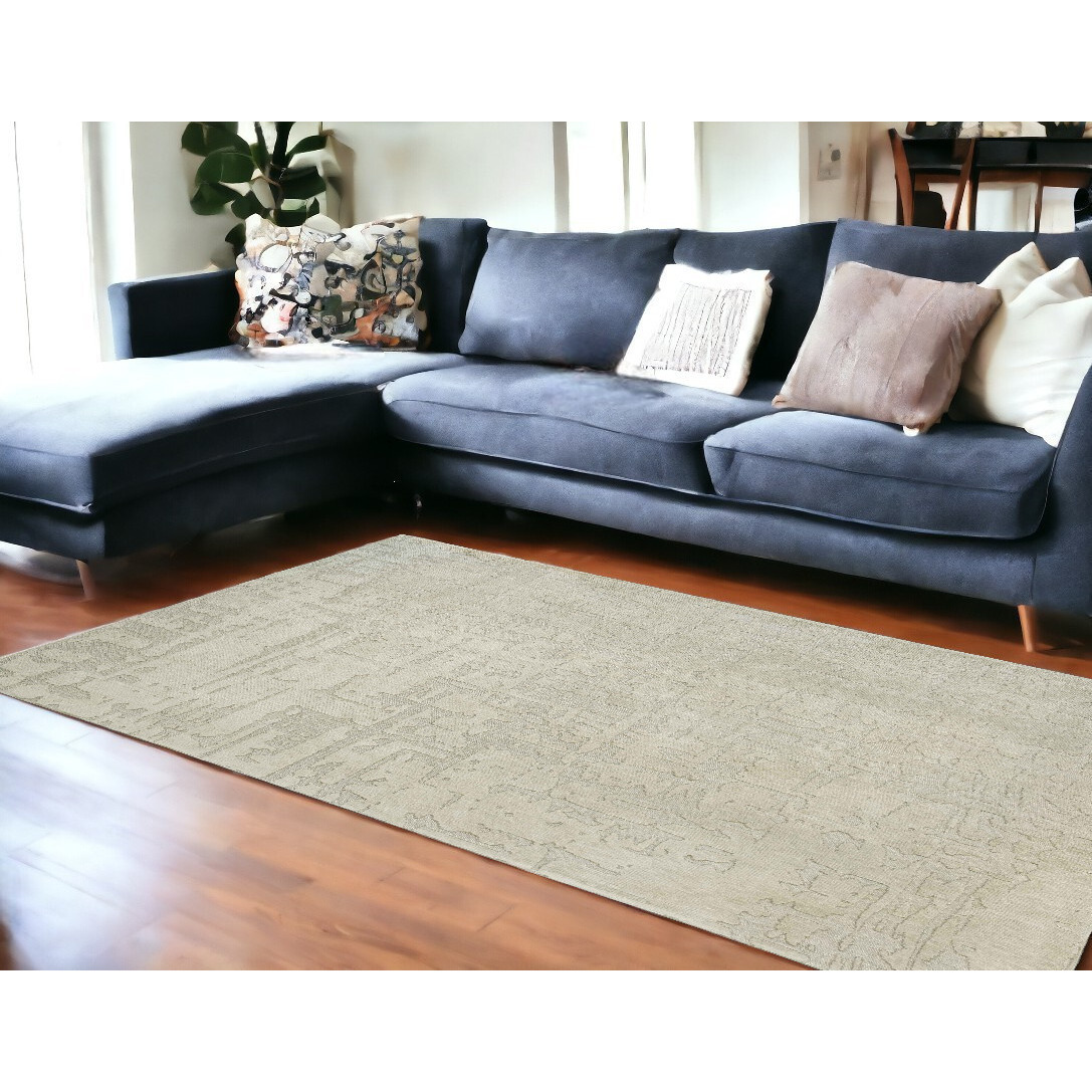 7' X 9' Gray and Beige Abstract Non Skid Area Rug