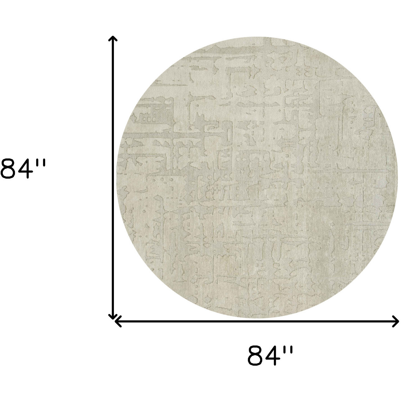 8' Gray and Beige Round Abstract Non Skid Area Rug