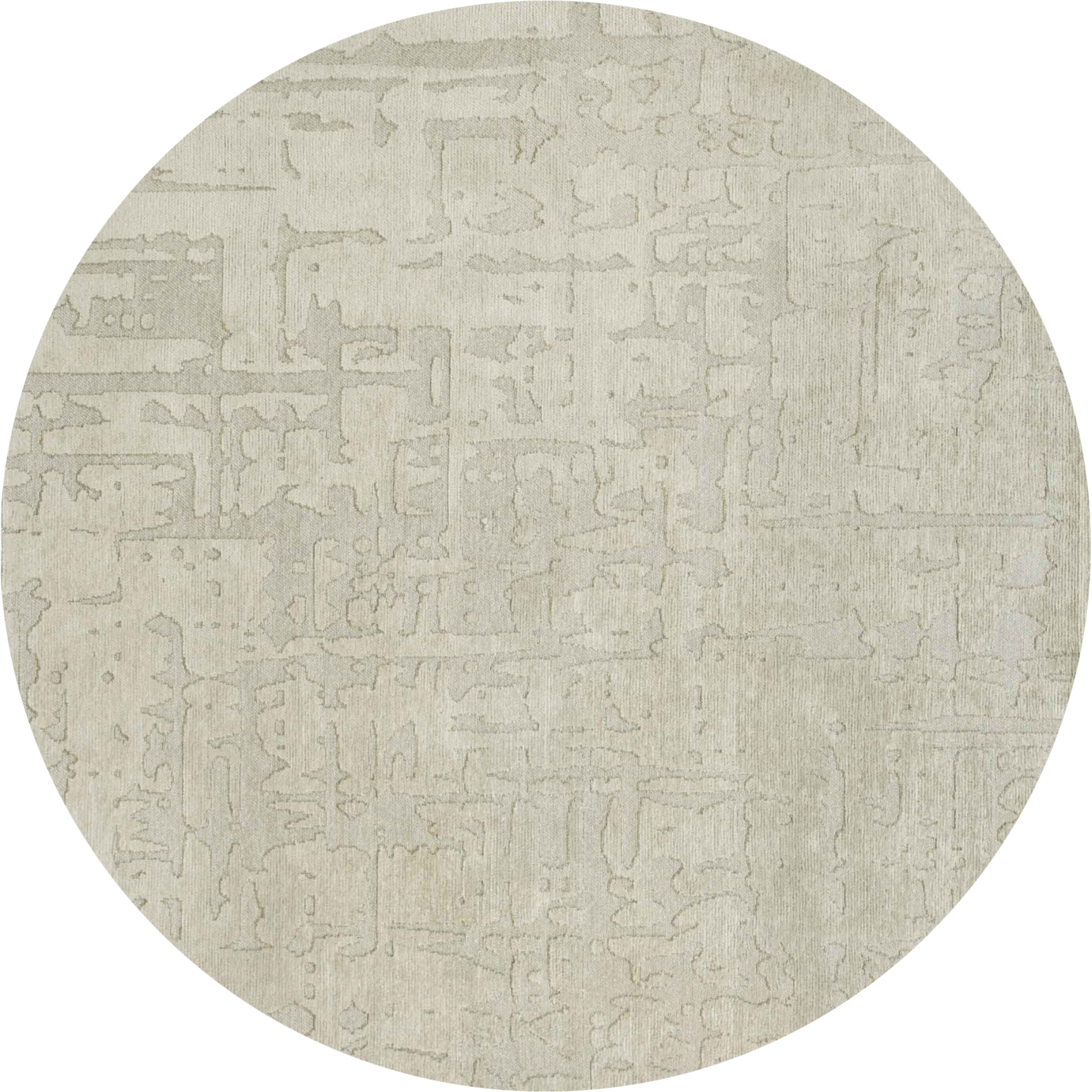 8' Gray and Beige Round Abstract Non Skid Area Rug